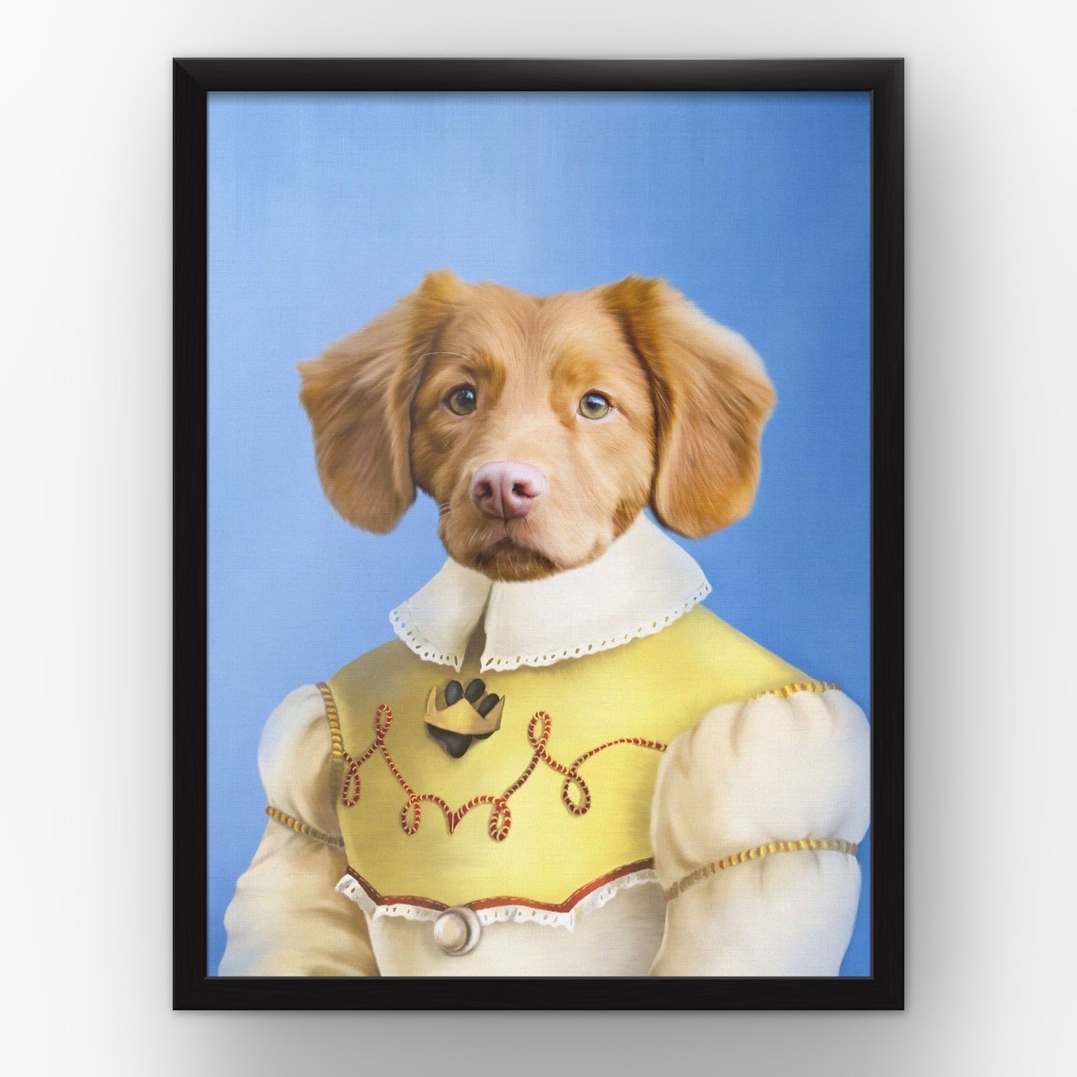 The Southern Belle custom pet poster in a black frame