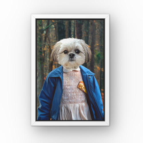 The Strange Girl (The Woods) custom pet canvas in a white floating frame