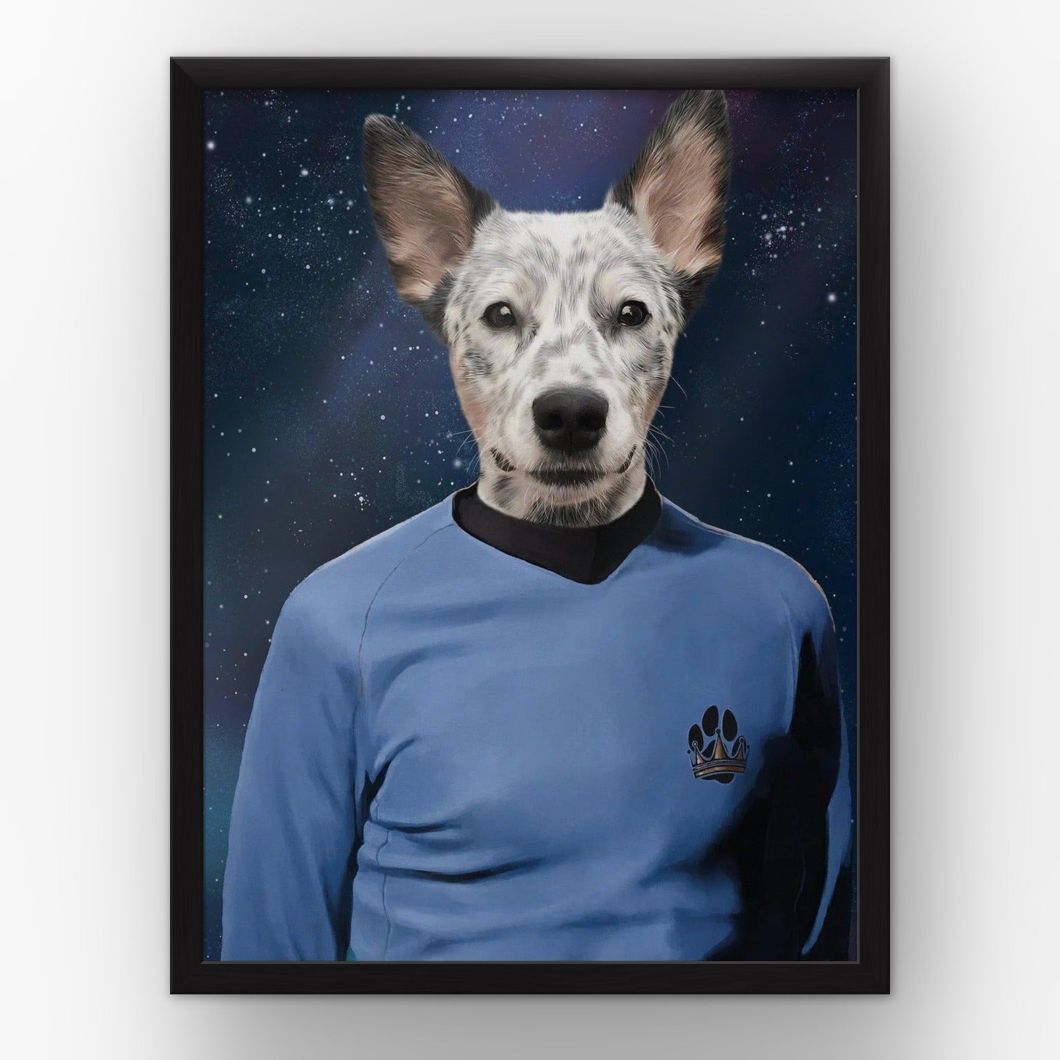 The Trekkie custom pet poster in a black frame