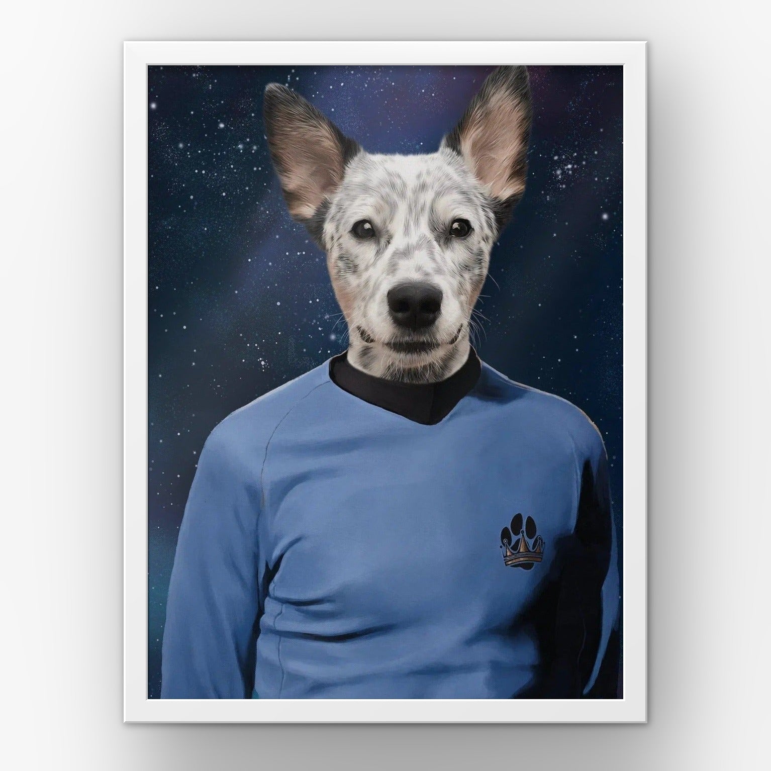 The Trekkie custom pet poster in a white frame