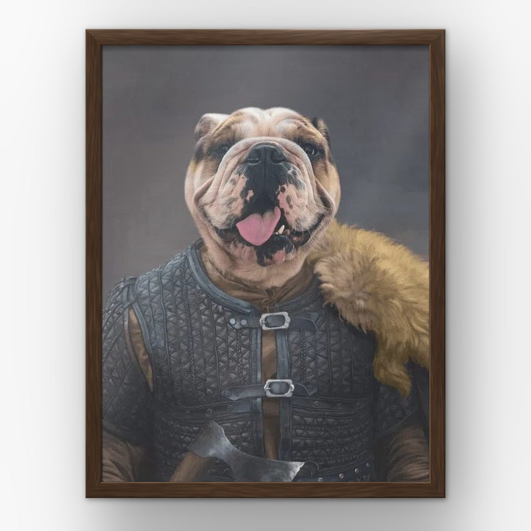 The Viking Leader custom pet poster in a walnut frame
