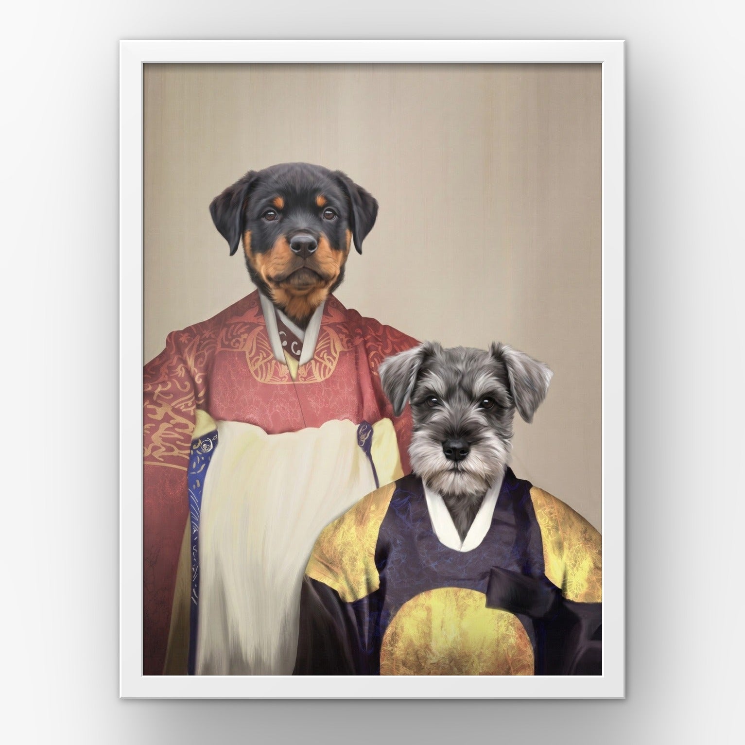 The Wise Pair custom pet poster in a white frame