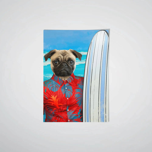 Crown and Paw - Poster The Surfer - Custom Pet Poster 16.5" x 23.4" / Red