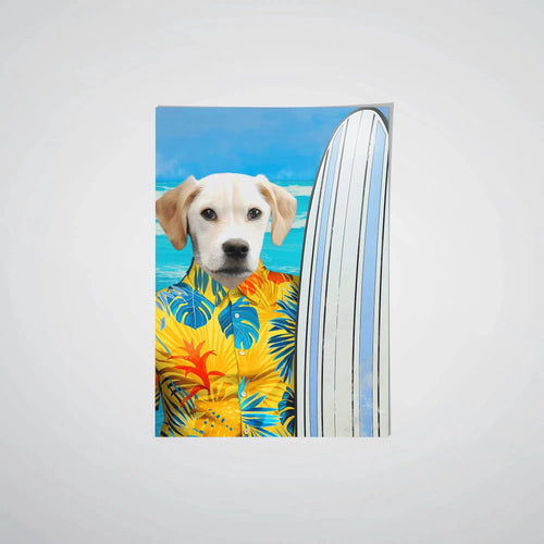 Crown and Paw - Poster The Surfer - Custom Pet Poster 8.3" x 11.7" / Yellow