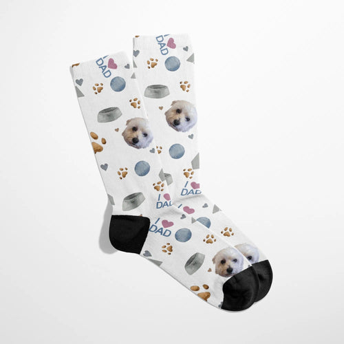 Crown and Paw - Socks Custom Pet Face Dog Dad Socks Ties and Paws / S