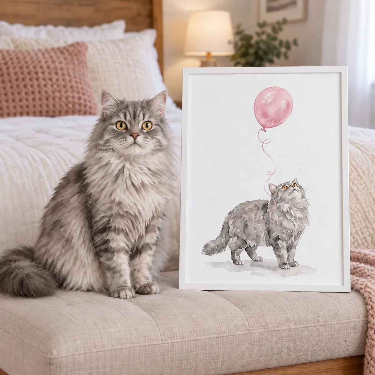 Watercolor Balloon Pet Portrait