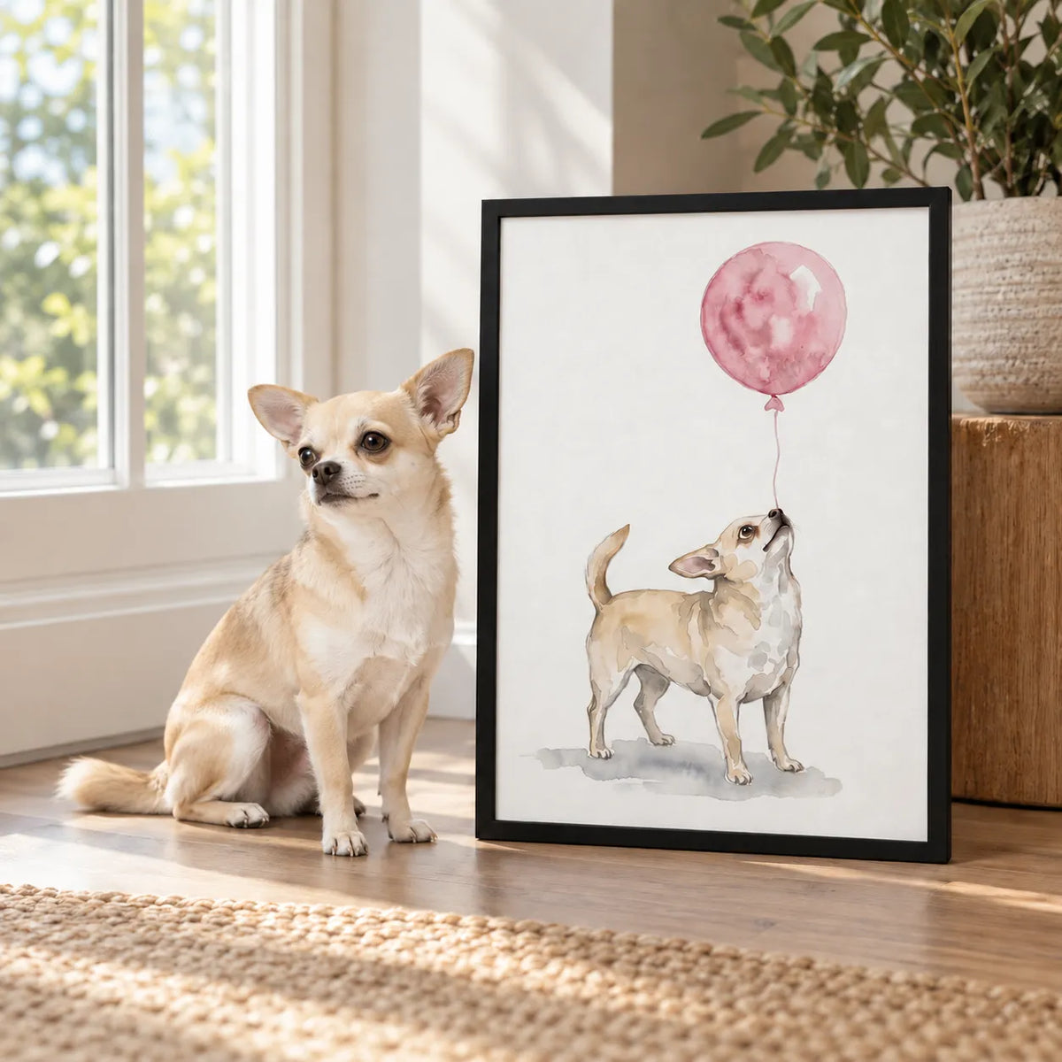Watercolor Balloon Pet Portrait