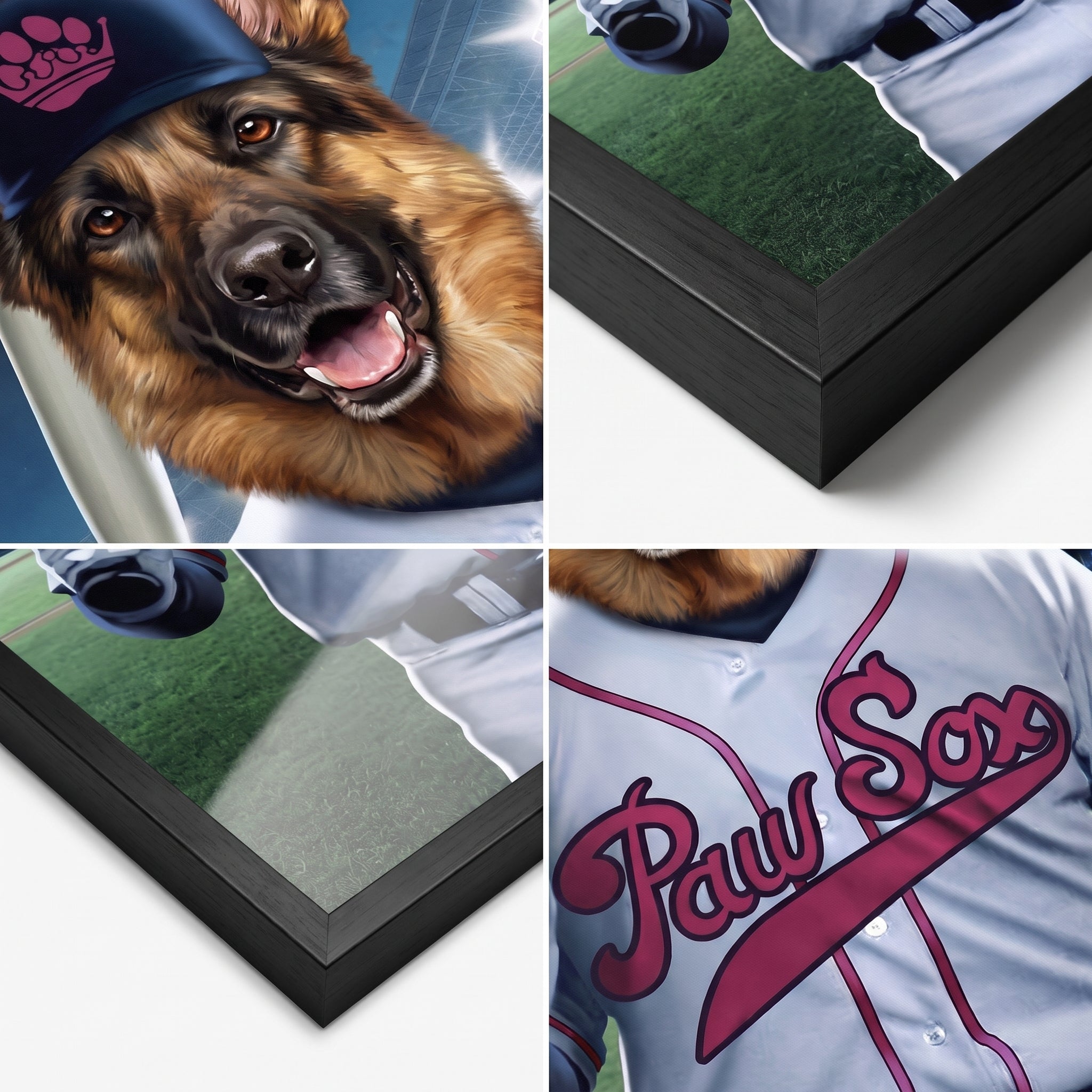 Close-up details of the Boston Paw Sox custom pet poster