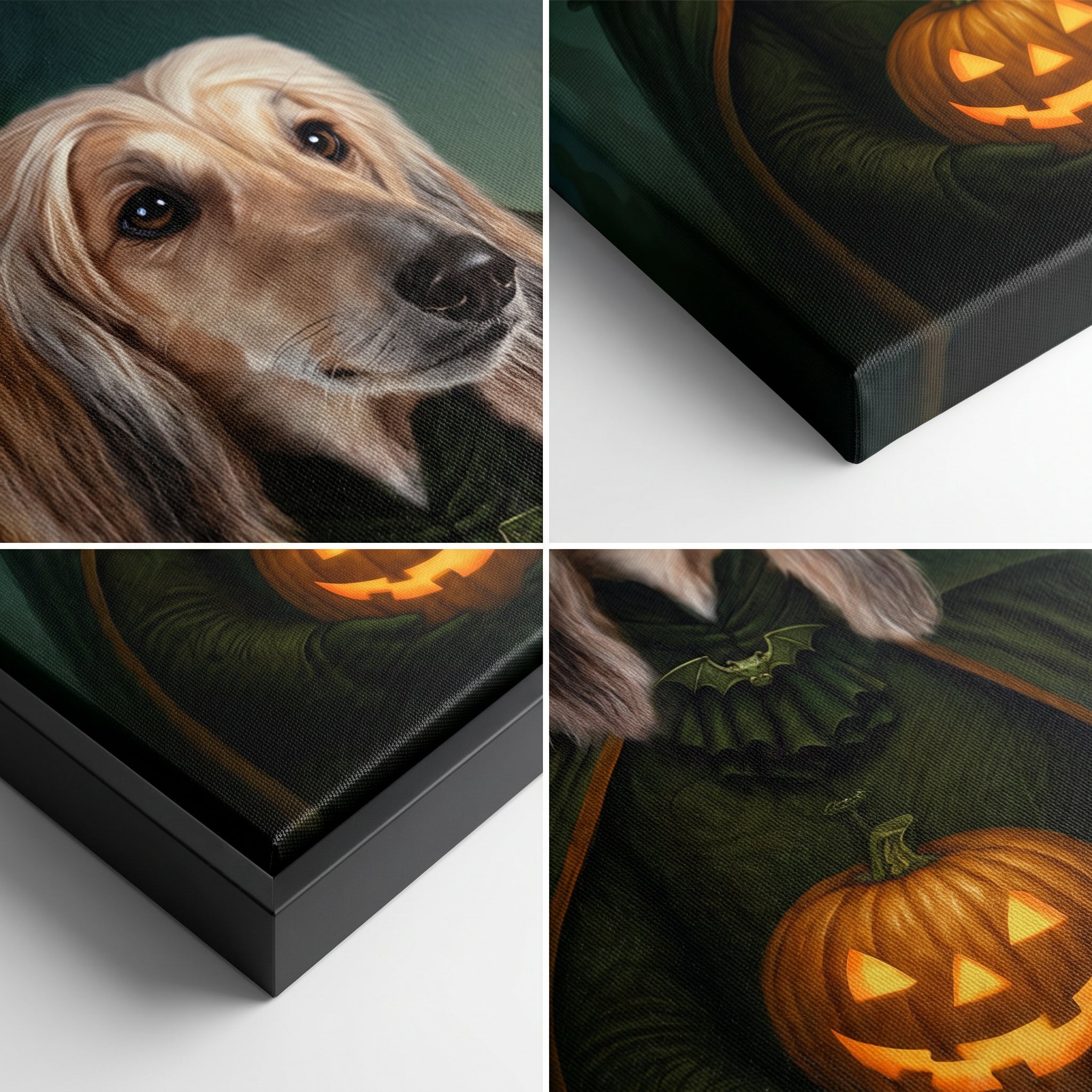 Close-up details of the Count Barkula custom pet canvas