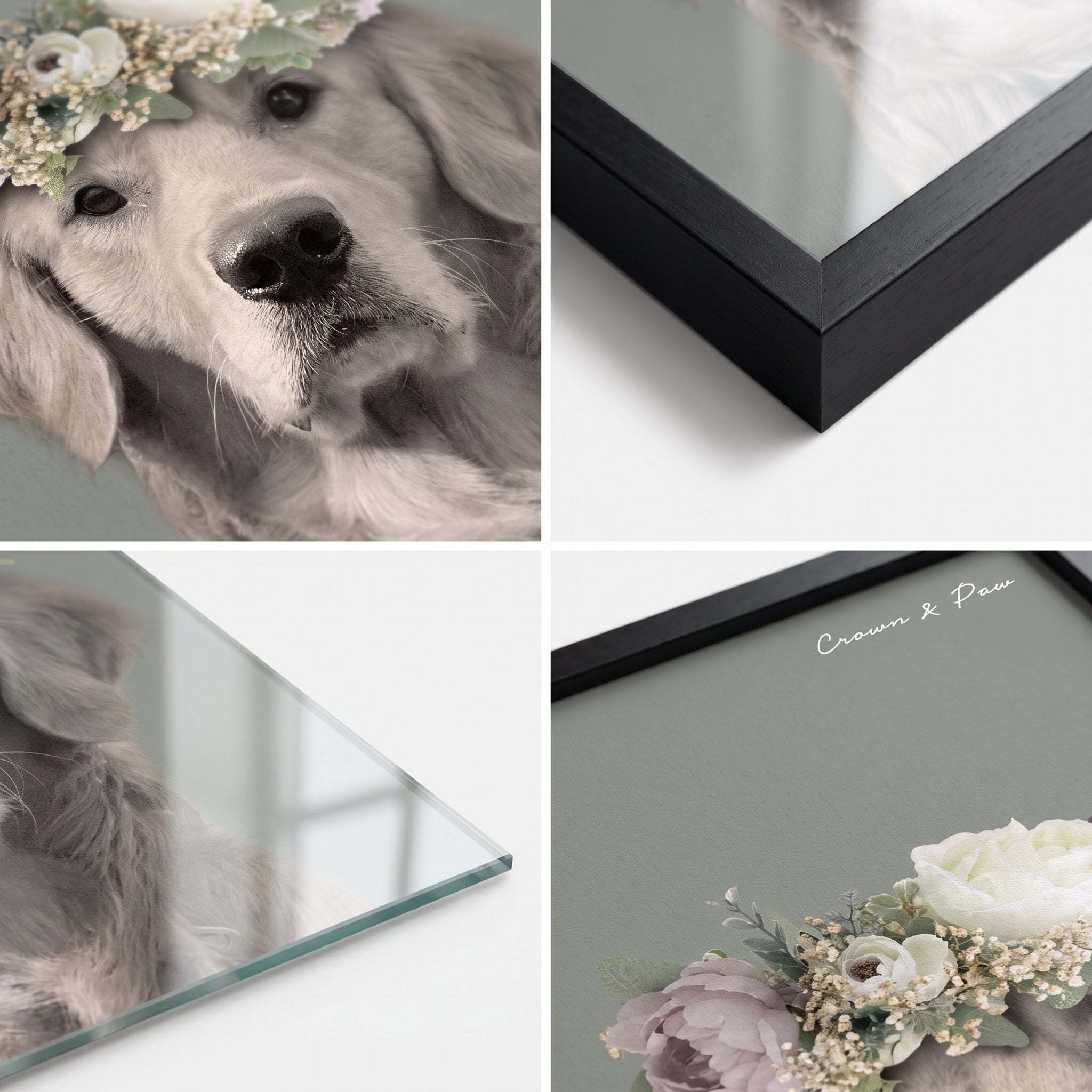 Close-up details of the Full Bloom custom pet poster