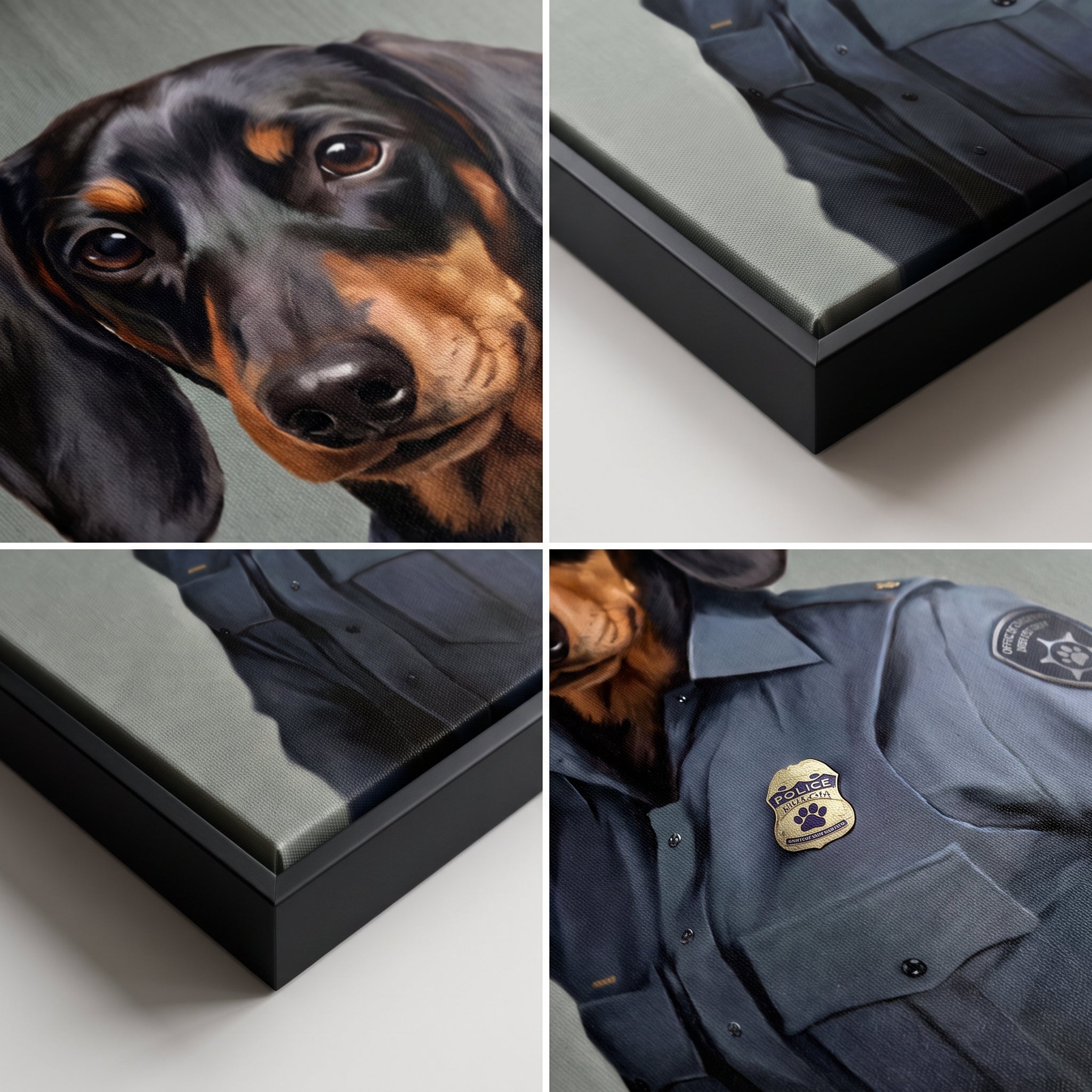 Close-up details of the Police Officer (Female) custom pet canvas