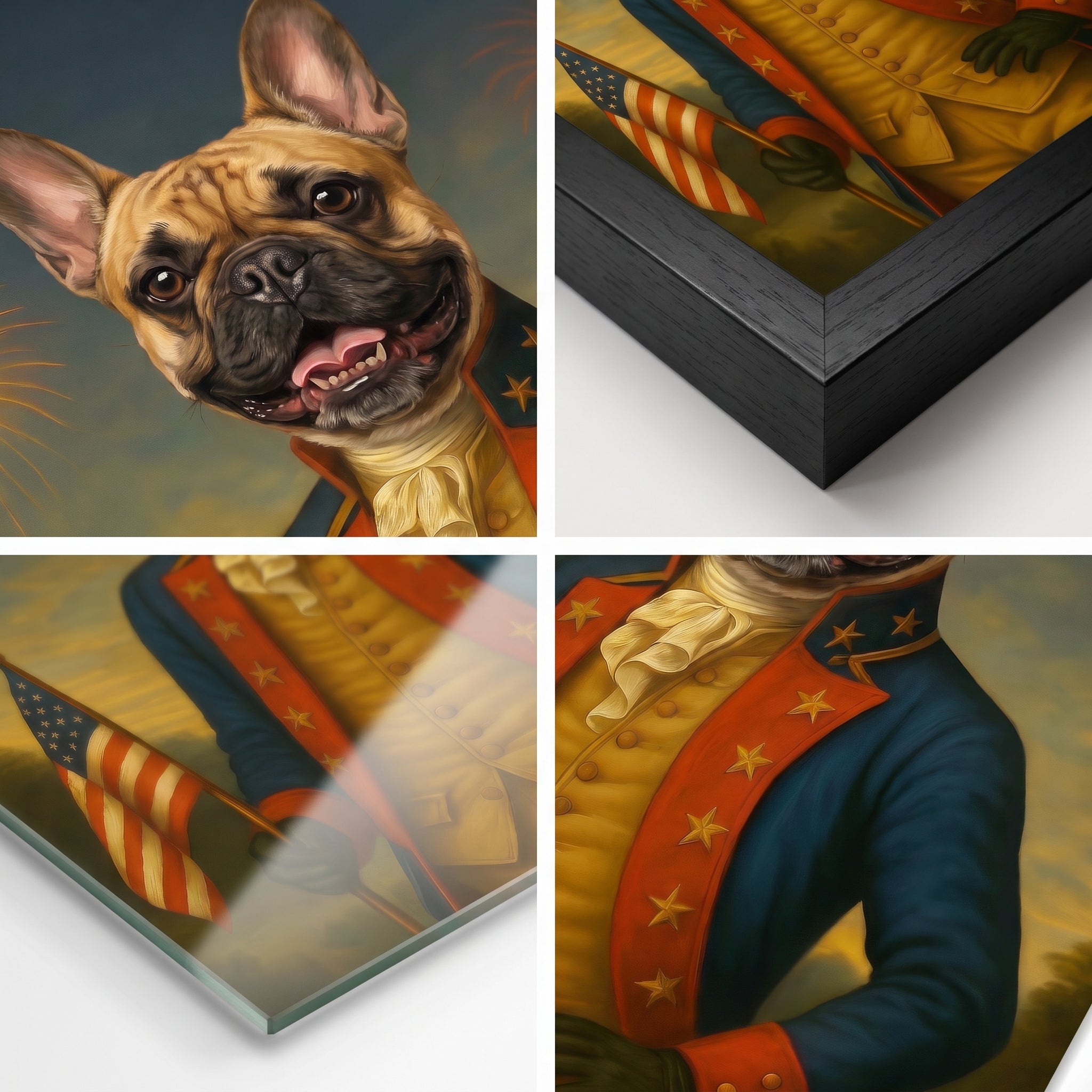 Close-up details of The 4th of July custom pet poster