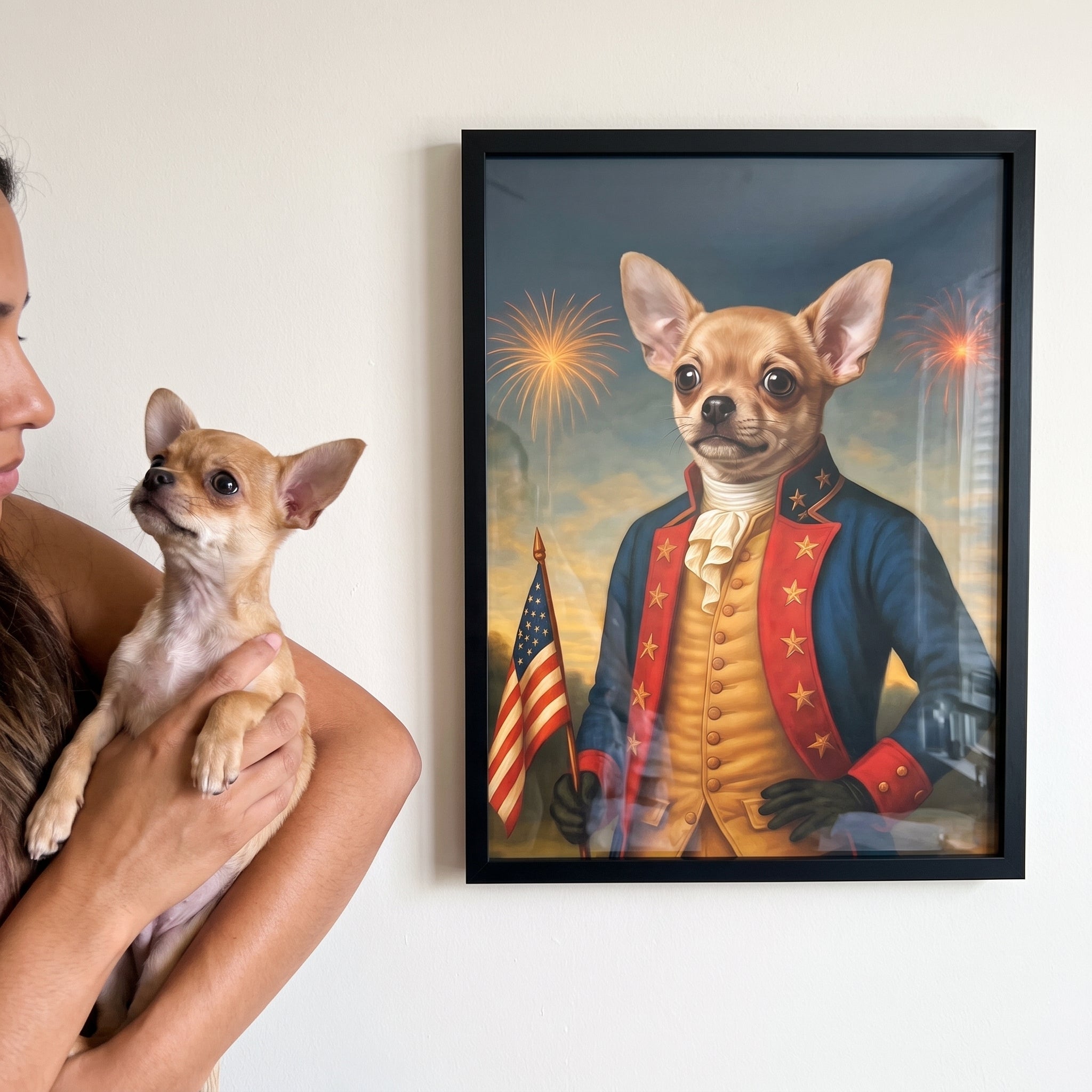 Chihuahua next to its The 4th of July custom pet poster