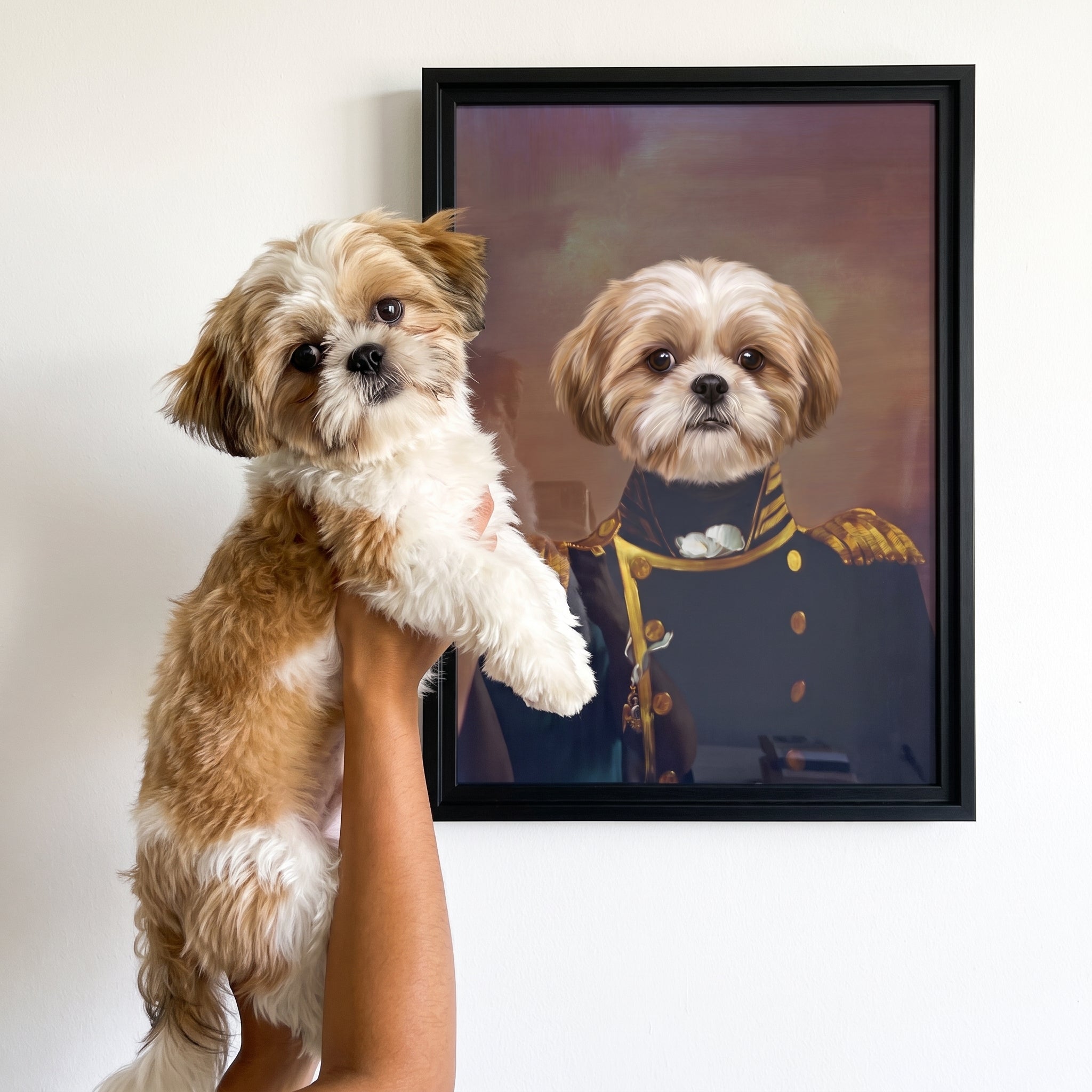 Shih tzu next to its The Admiral custom pet poster