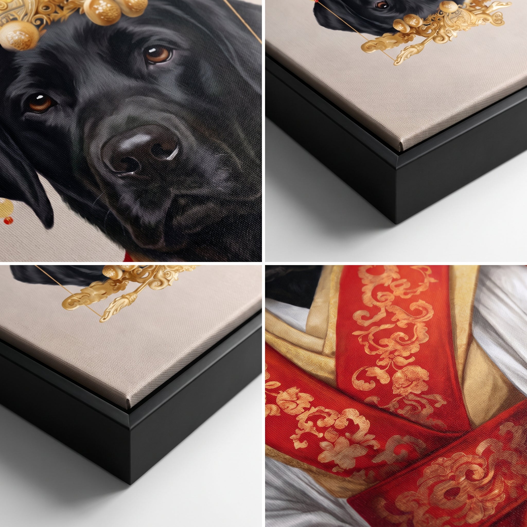 Close-up details of The Asian Empress custom pet canvas