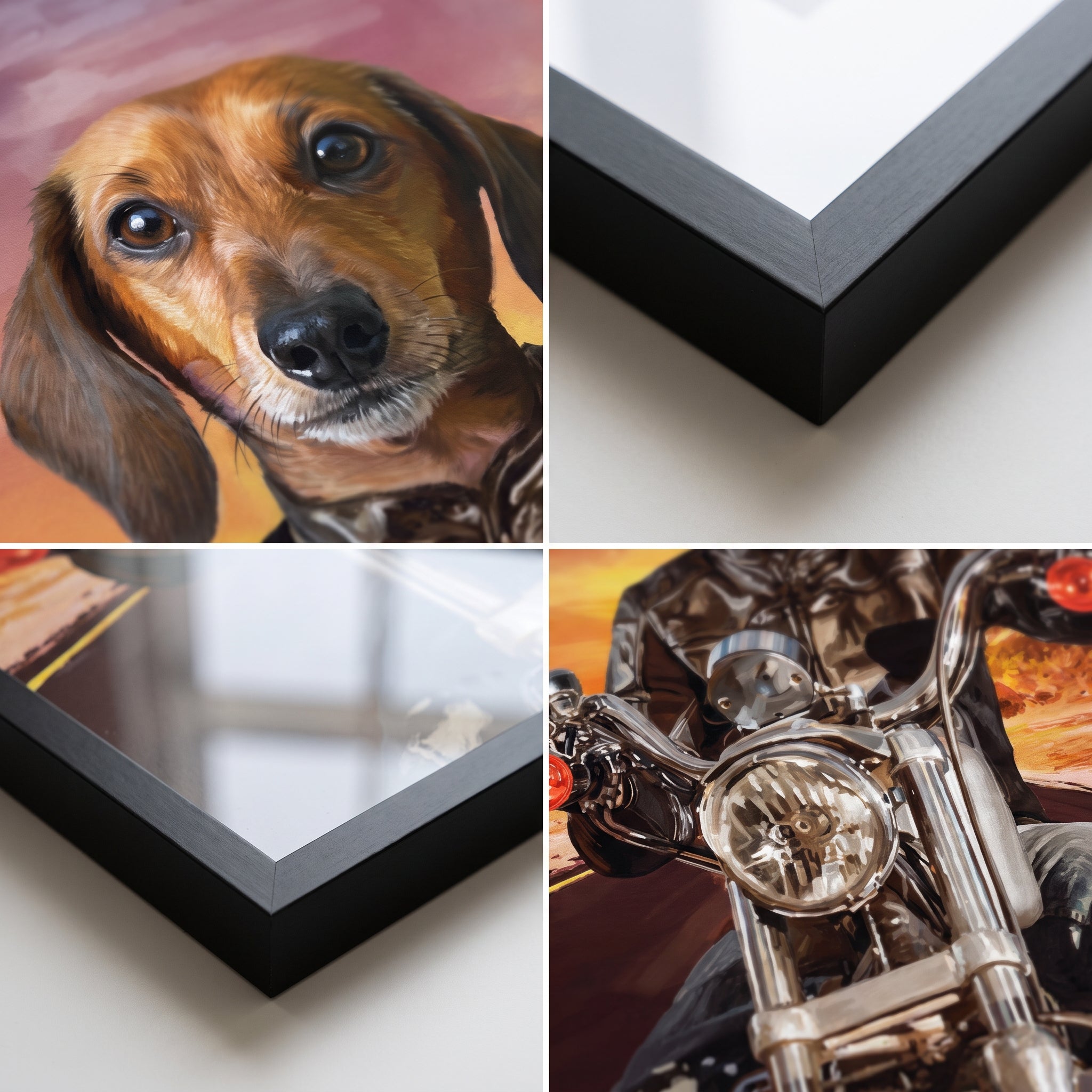 Close-up details of The Biker custom pet poster