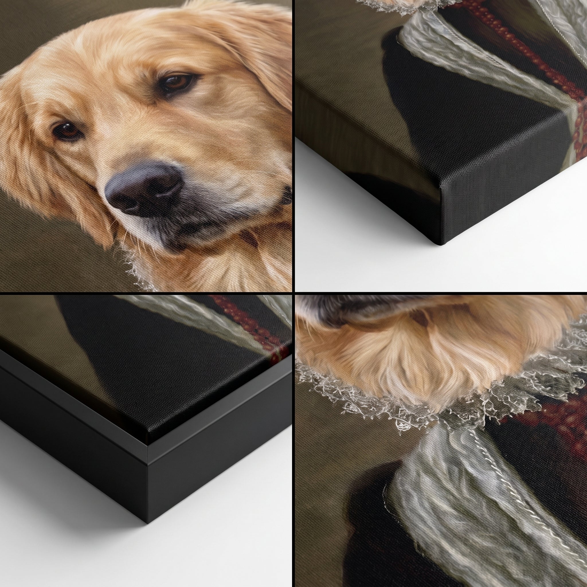 Close-up details of The Countess custom pet canvas