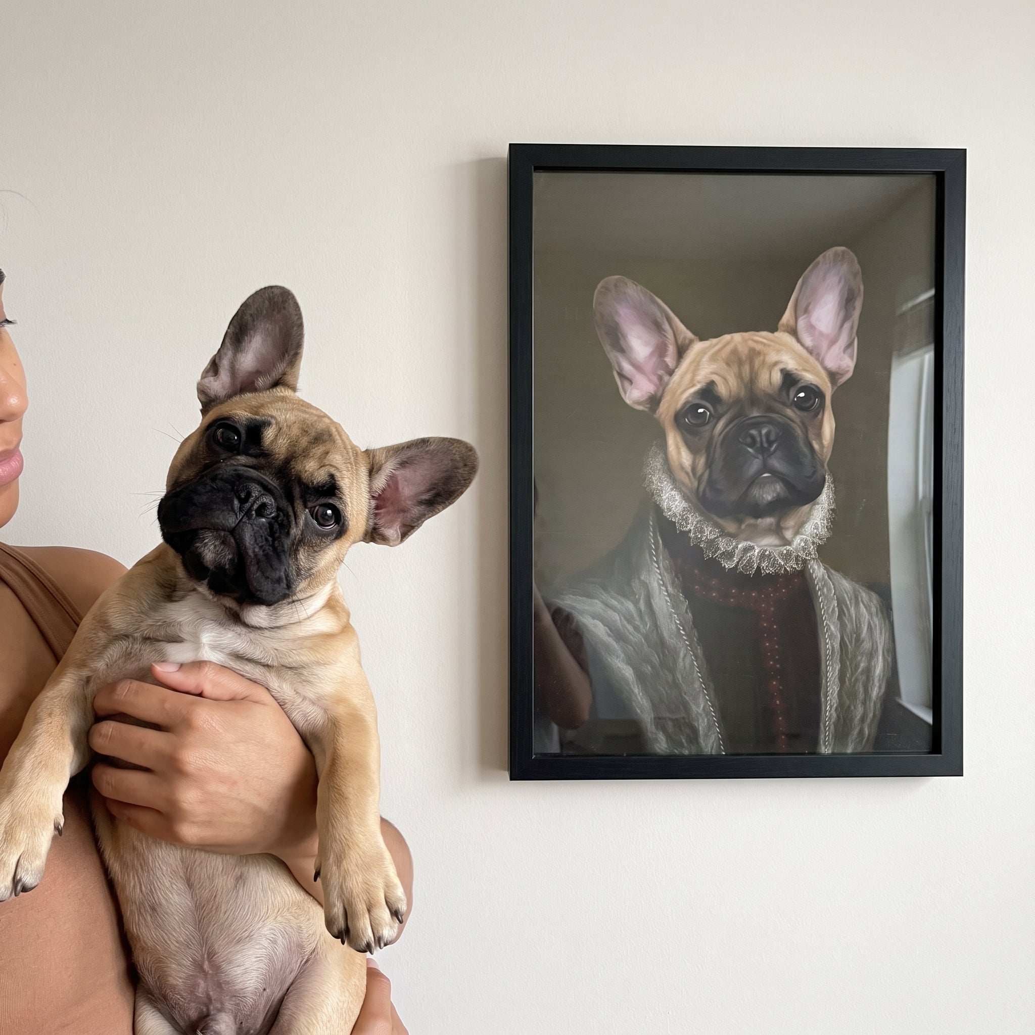 French bulldog next to its The Countess custom pet poster
