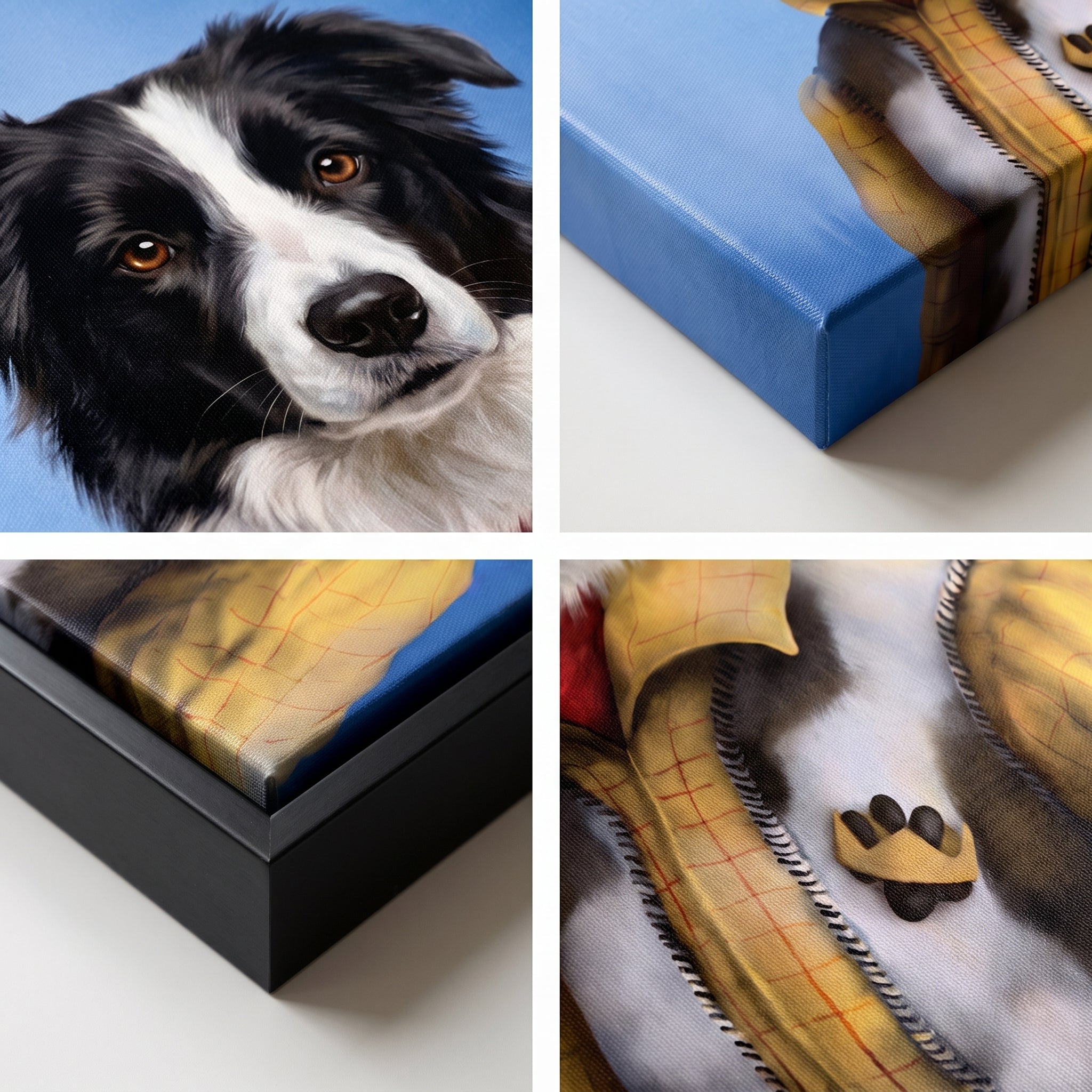 Close-up details of The Cowboy custom pet canvas