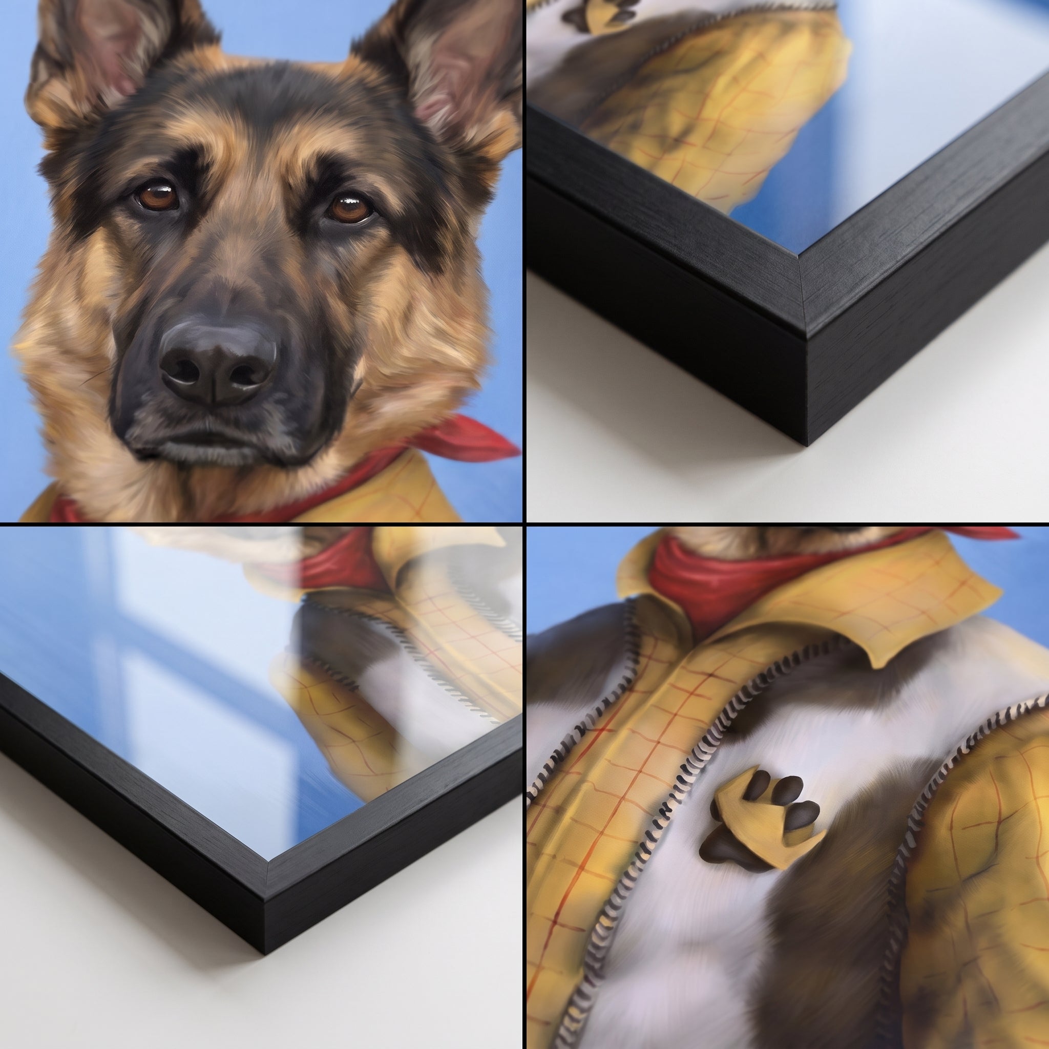 Close-up details of The Cowboy custom pet poster
