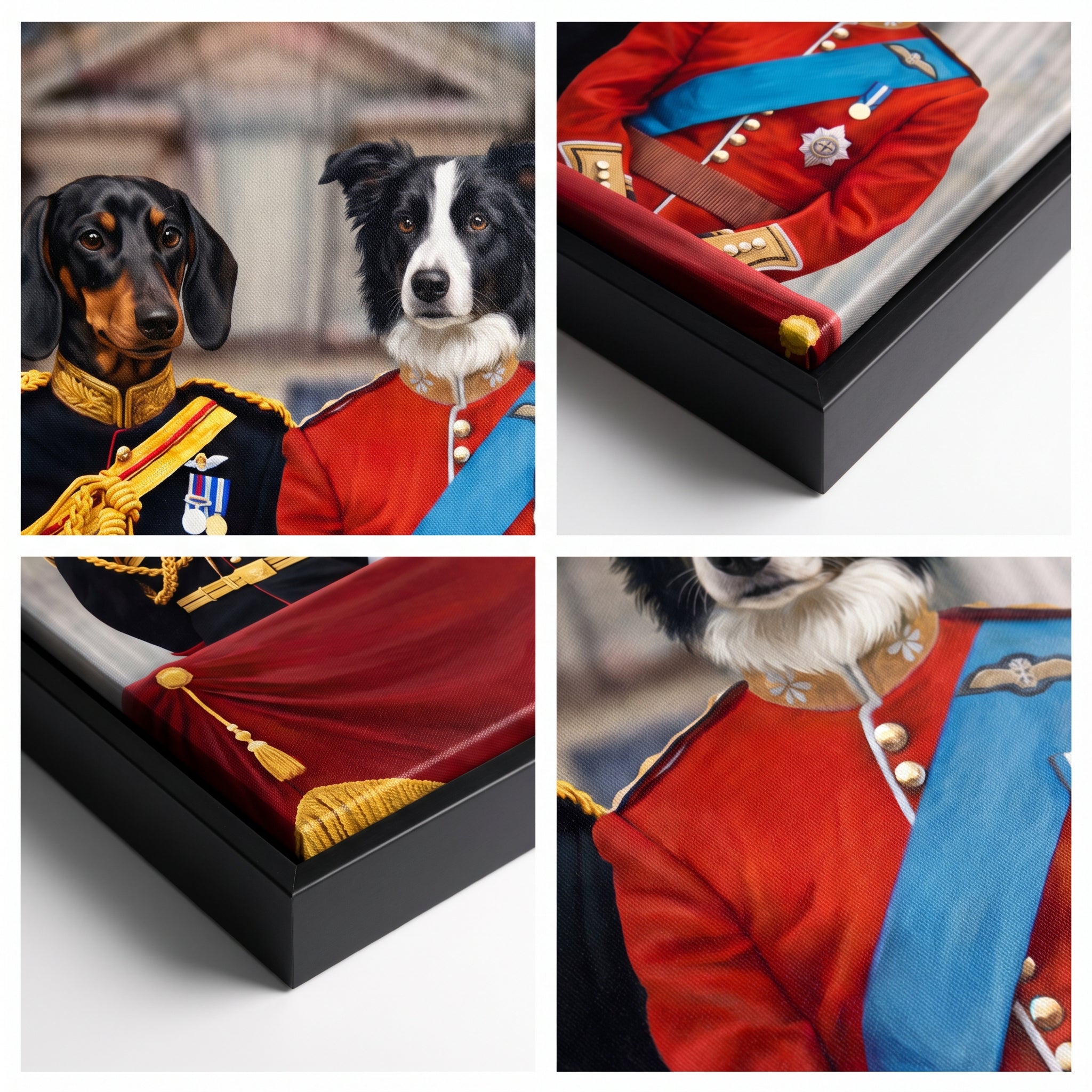 Close-up details of The English Princes custom pet canvas