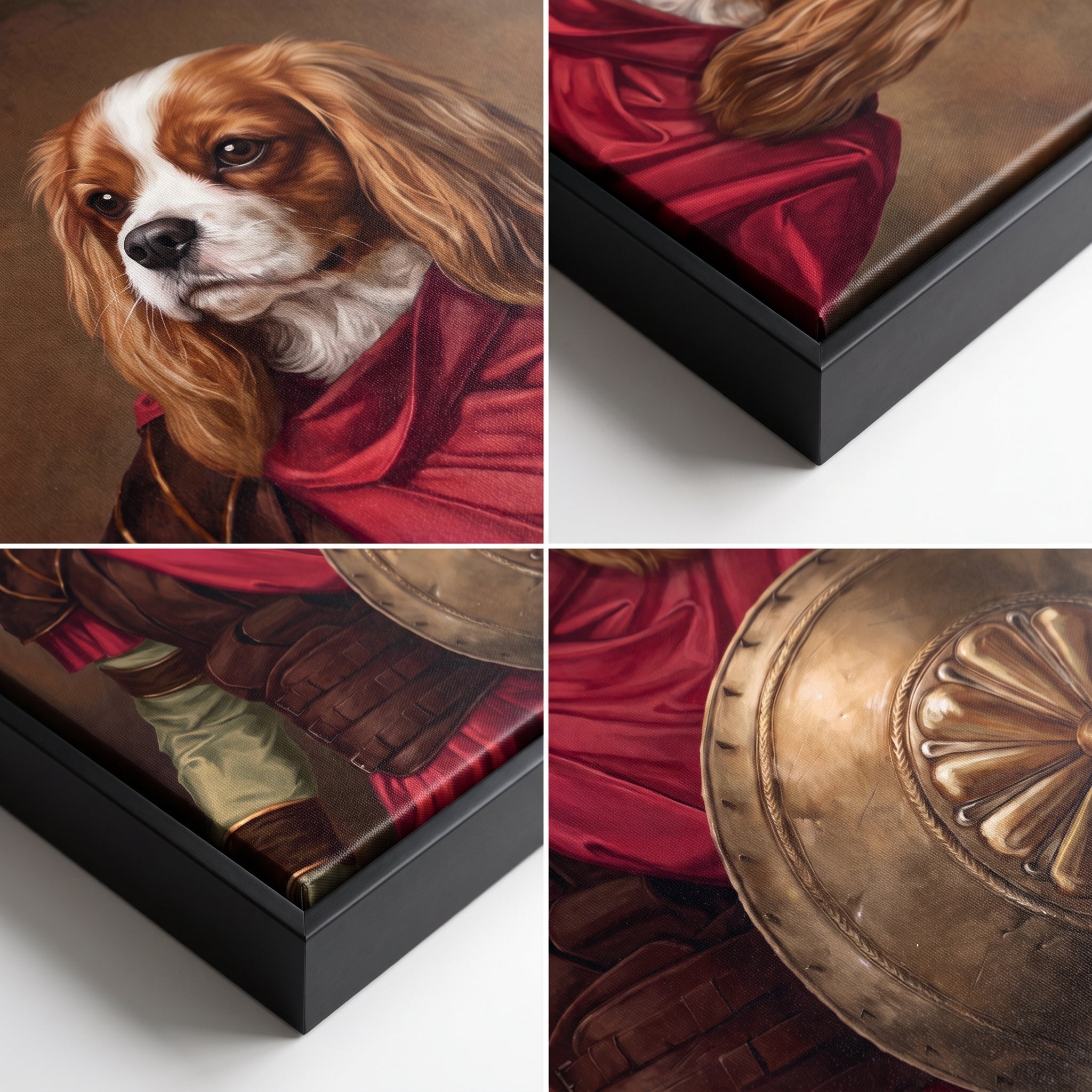 Close-up details of The Gladiator custom pet canvas