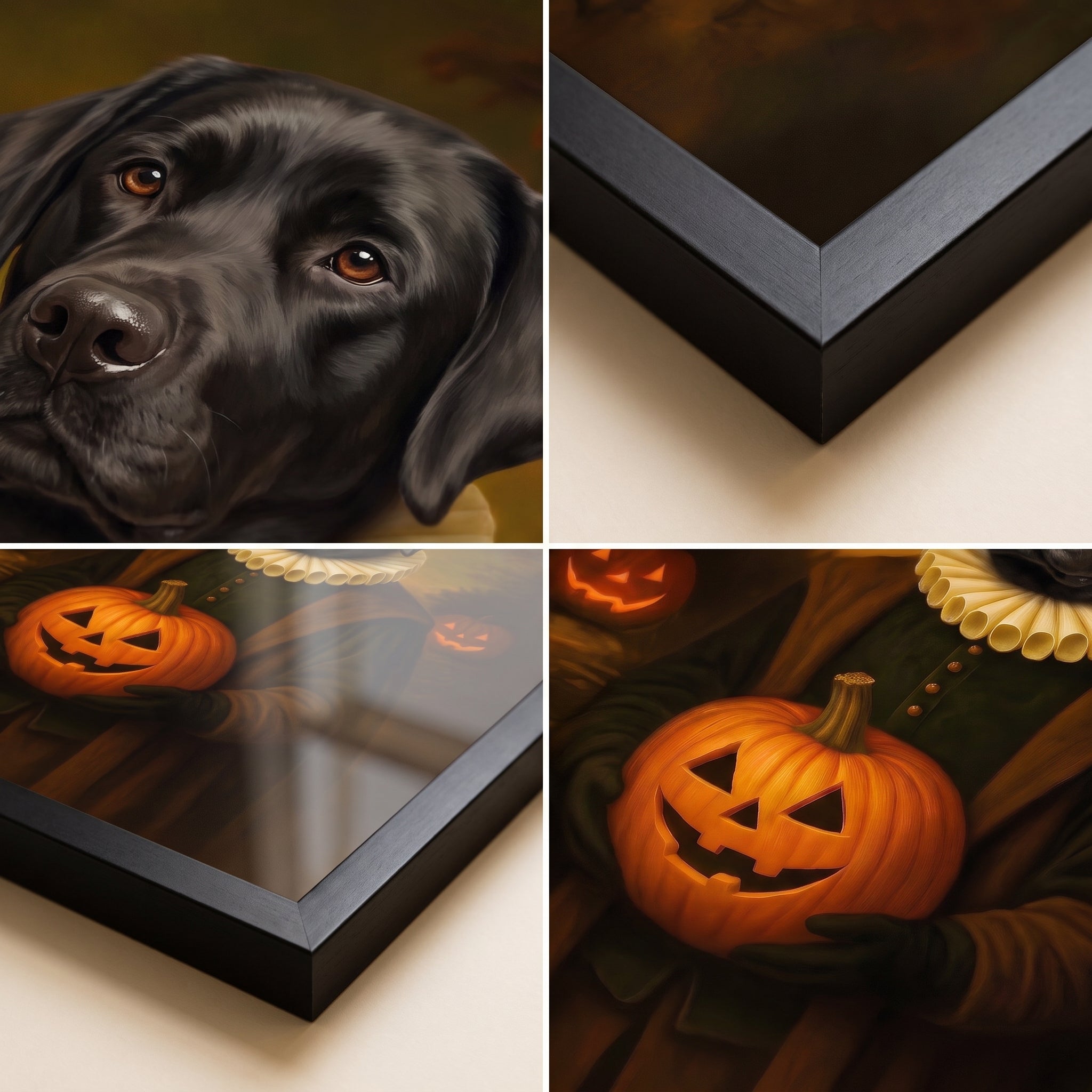 Close-up details of The Howloween Renaissance custom pet poster