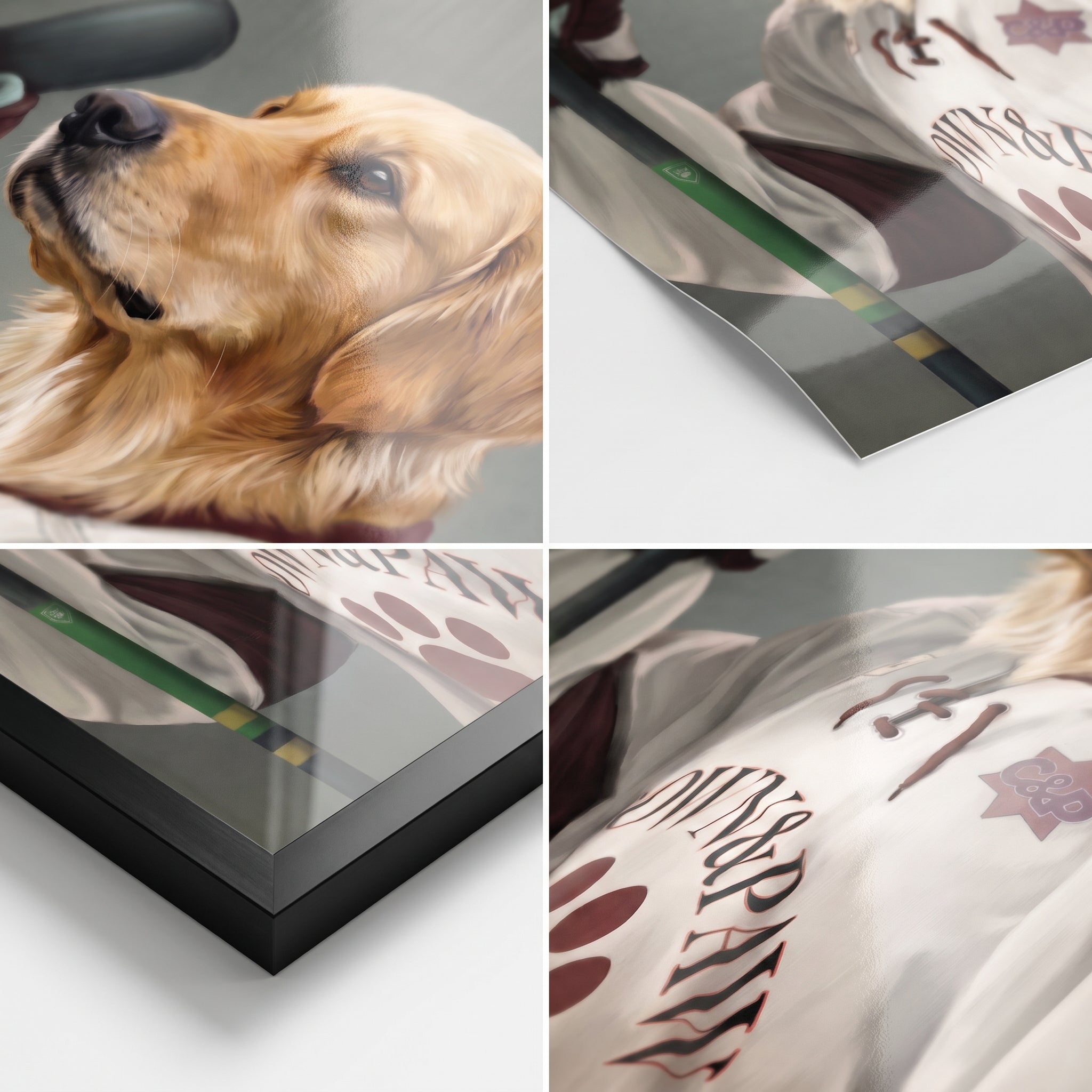 Close-up details of The Ice Hockey Player custom pet poster