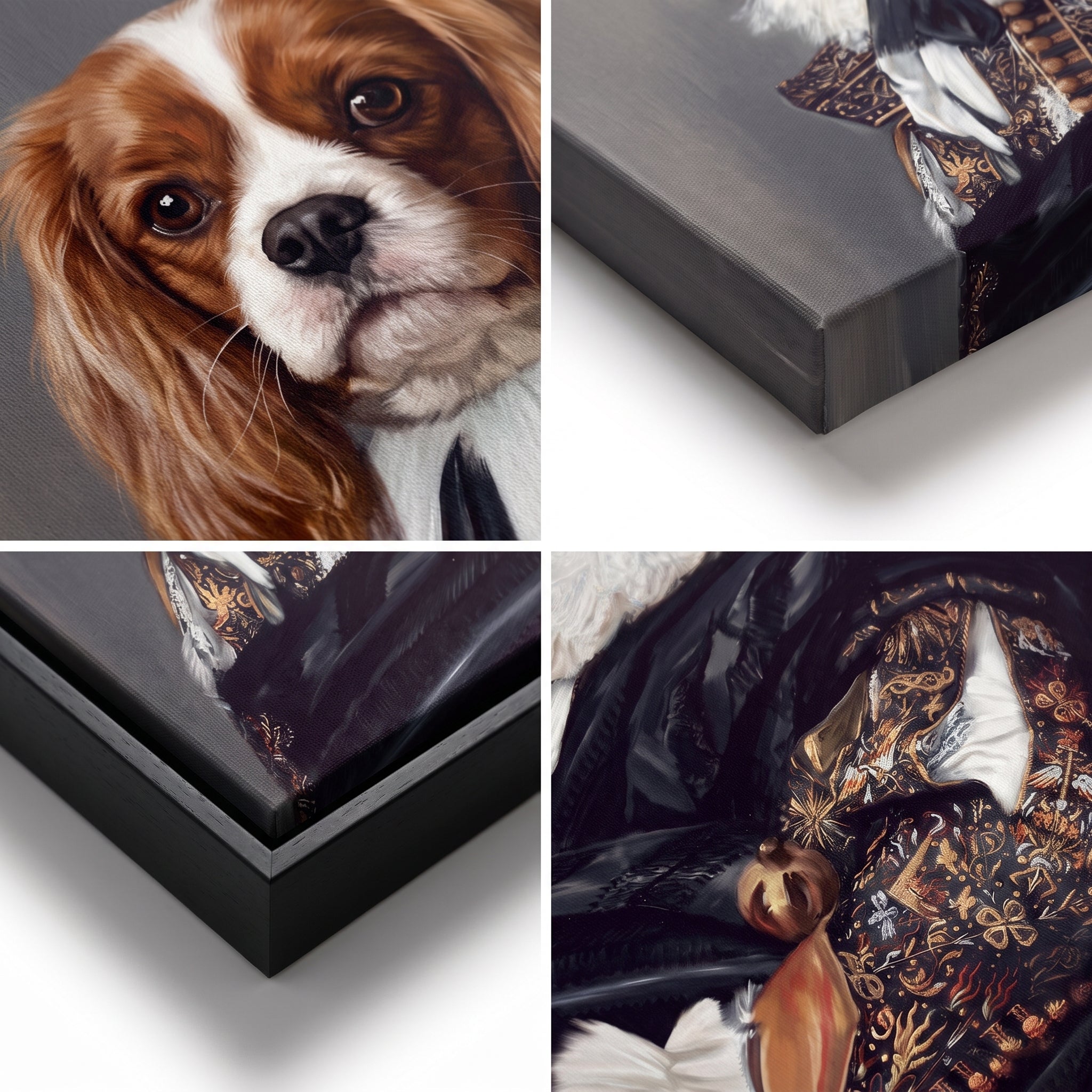 Close-up details of The Laughing Cavalier custom pet canvas