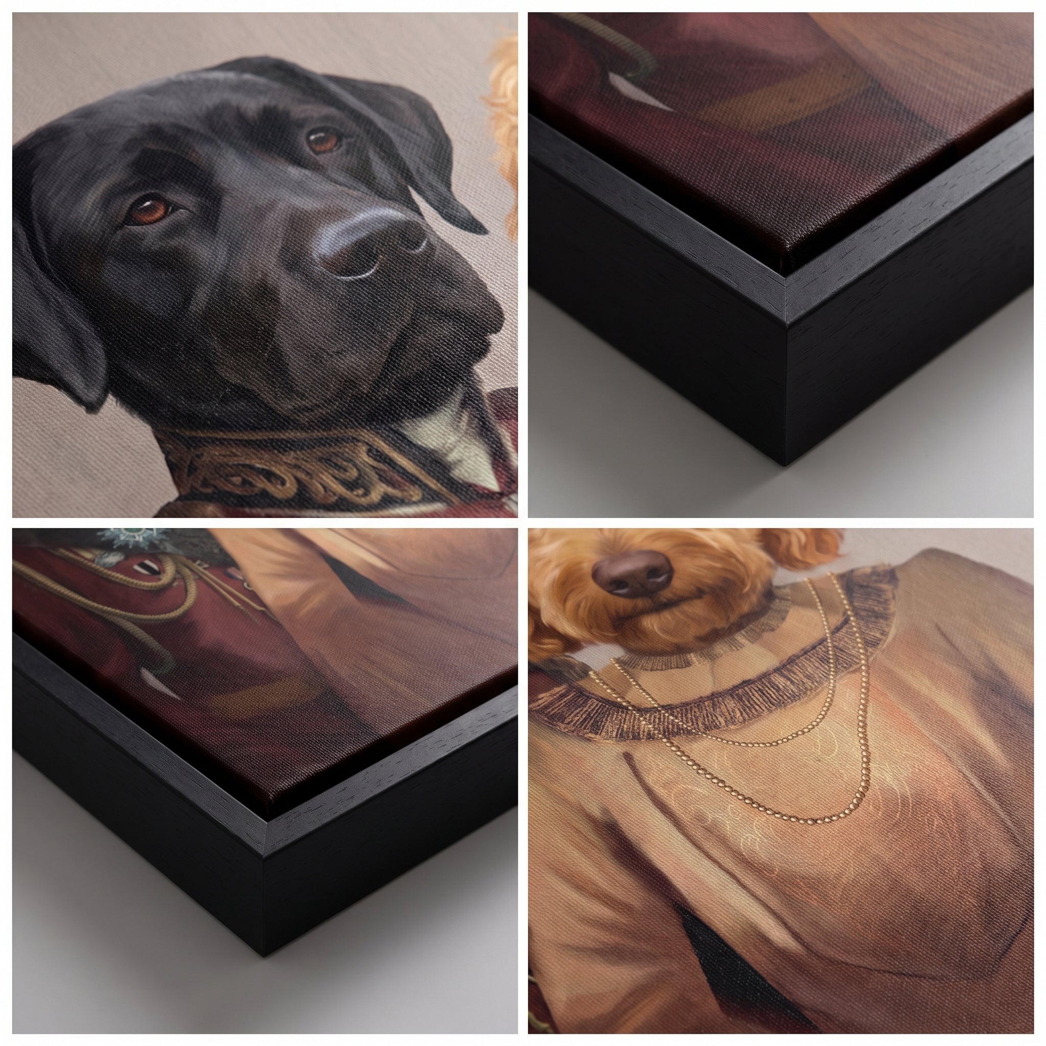 Close-up details of The Lord And Lady custom pet canvas