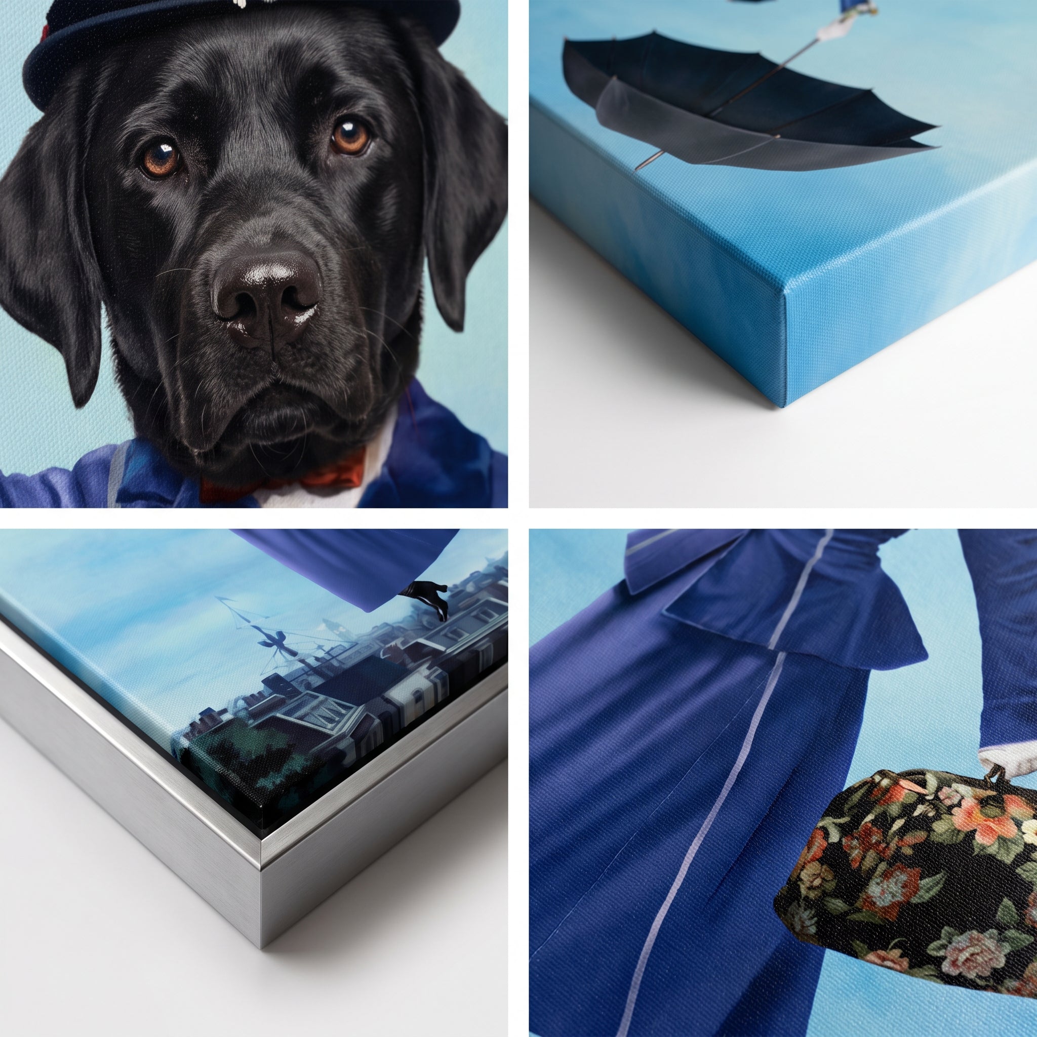 Close-up details of The Magic Nanny custom pet canvas