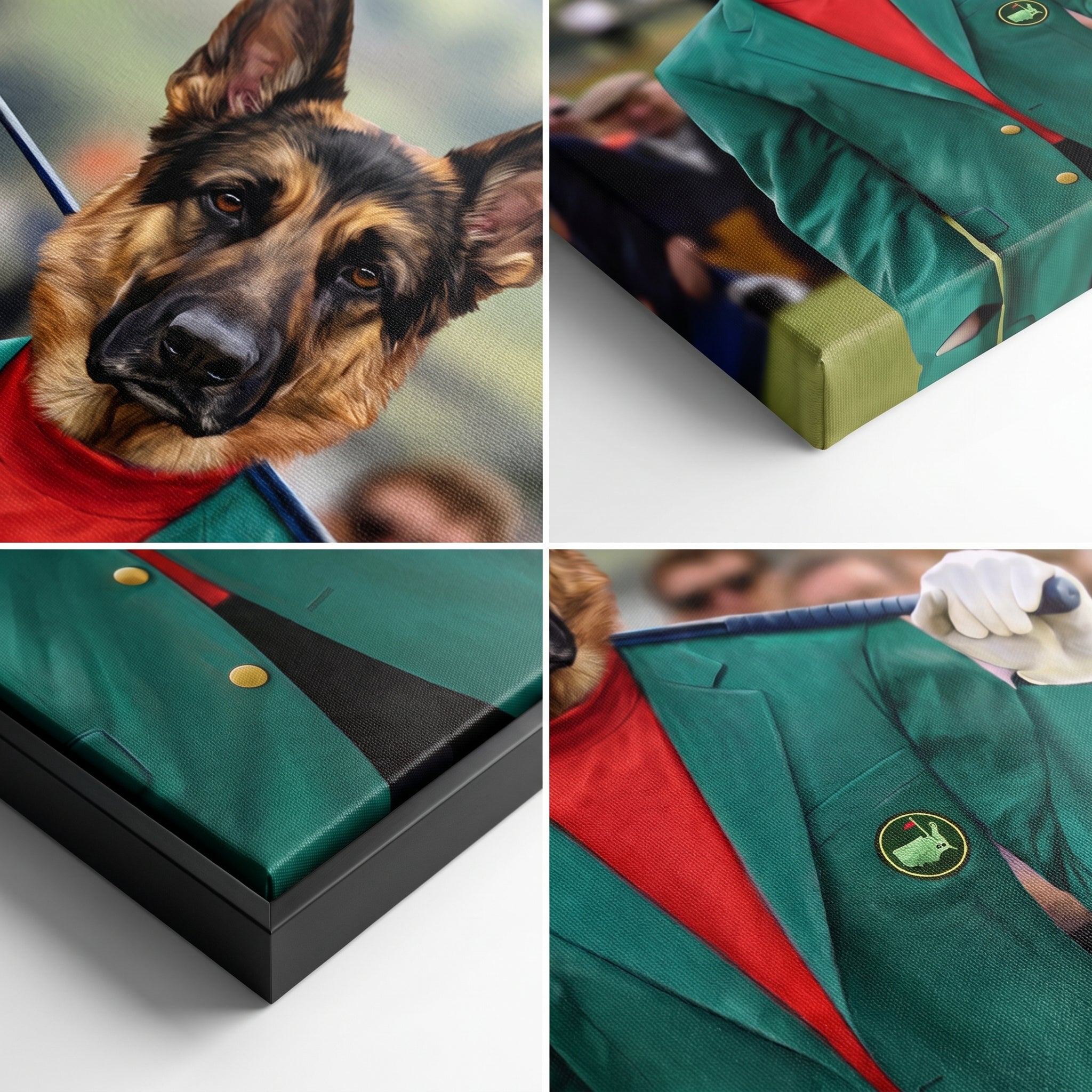 Close-up details of The Master custom pet canvas