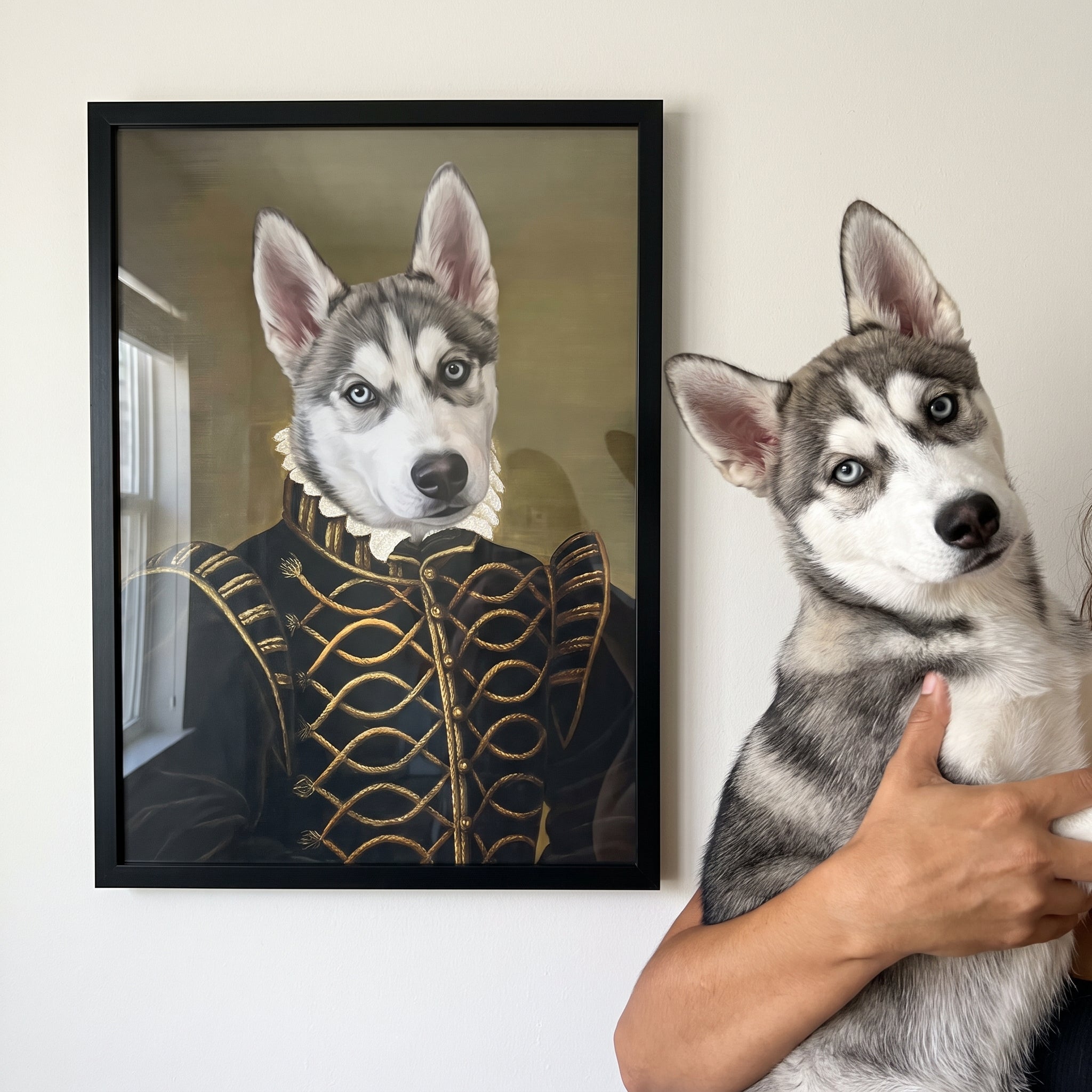 Siberian husky next to its The Noble custom pet poster