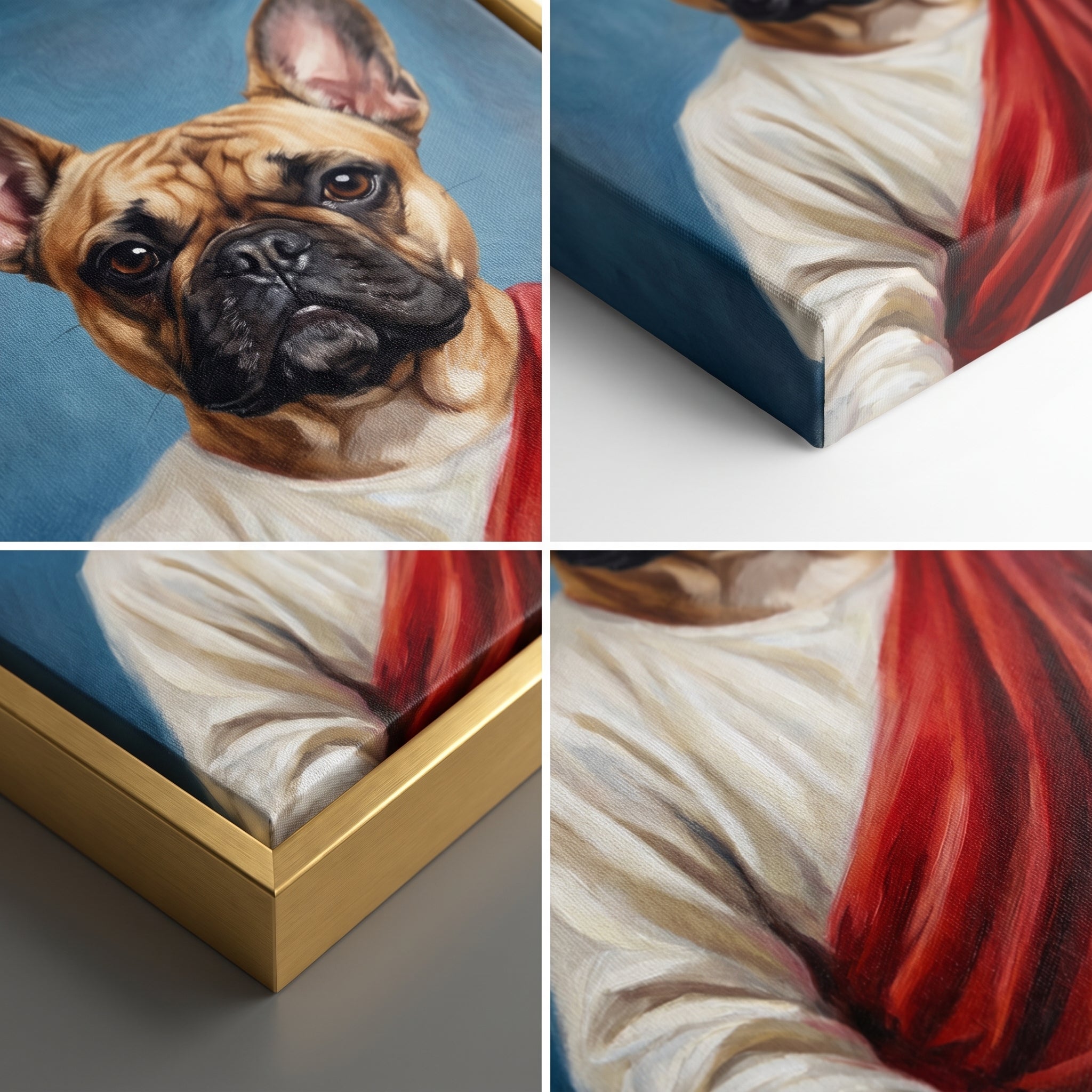 Close-up details of The Prophet custom pet canvas