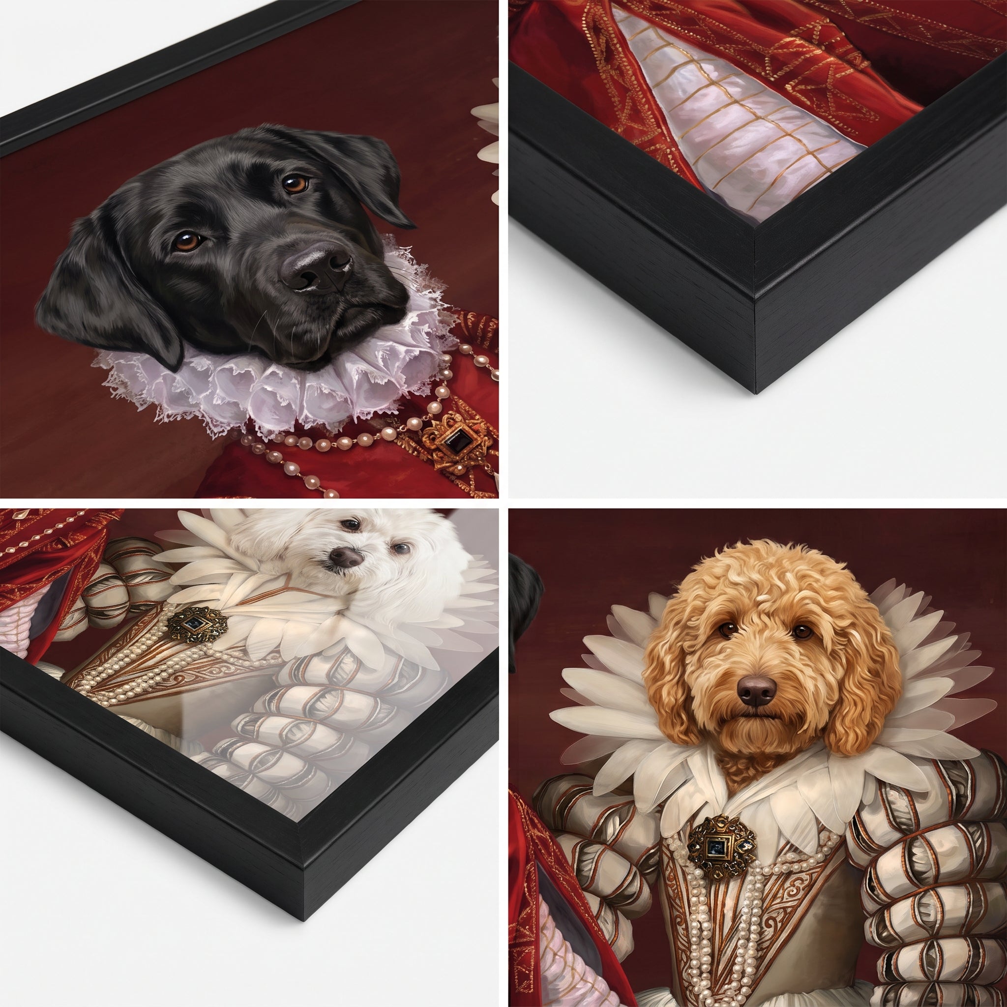 Close-up details of The Queen and Queen of Roses custom pet poster