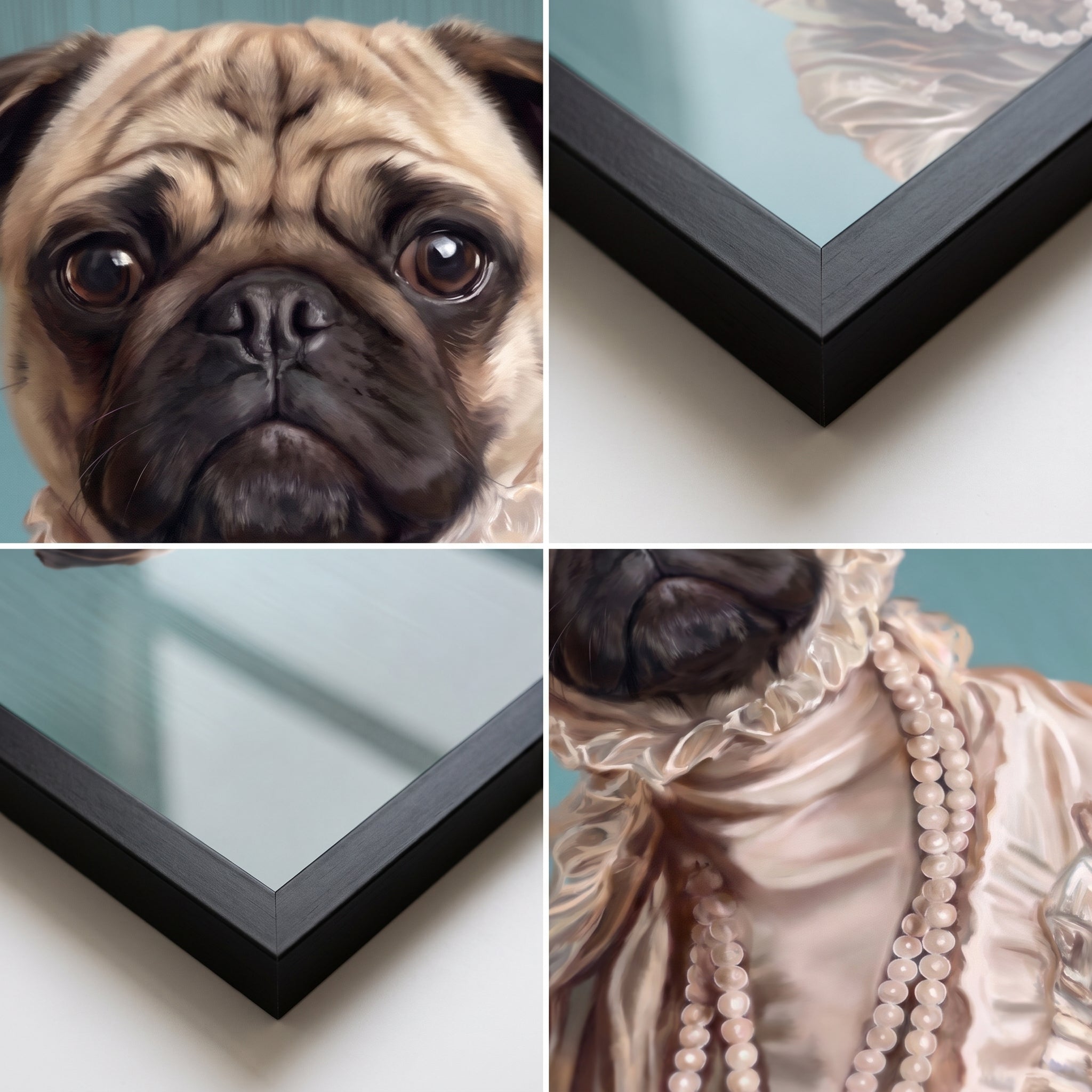 Close-up details of The Queen Regent custom pet poster