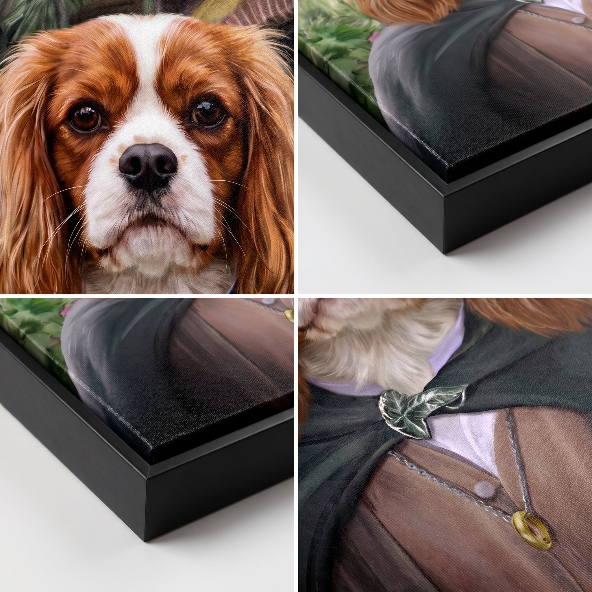 Close-up details of The Ringbearer custom pet canvas