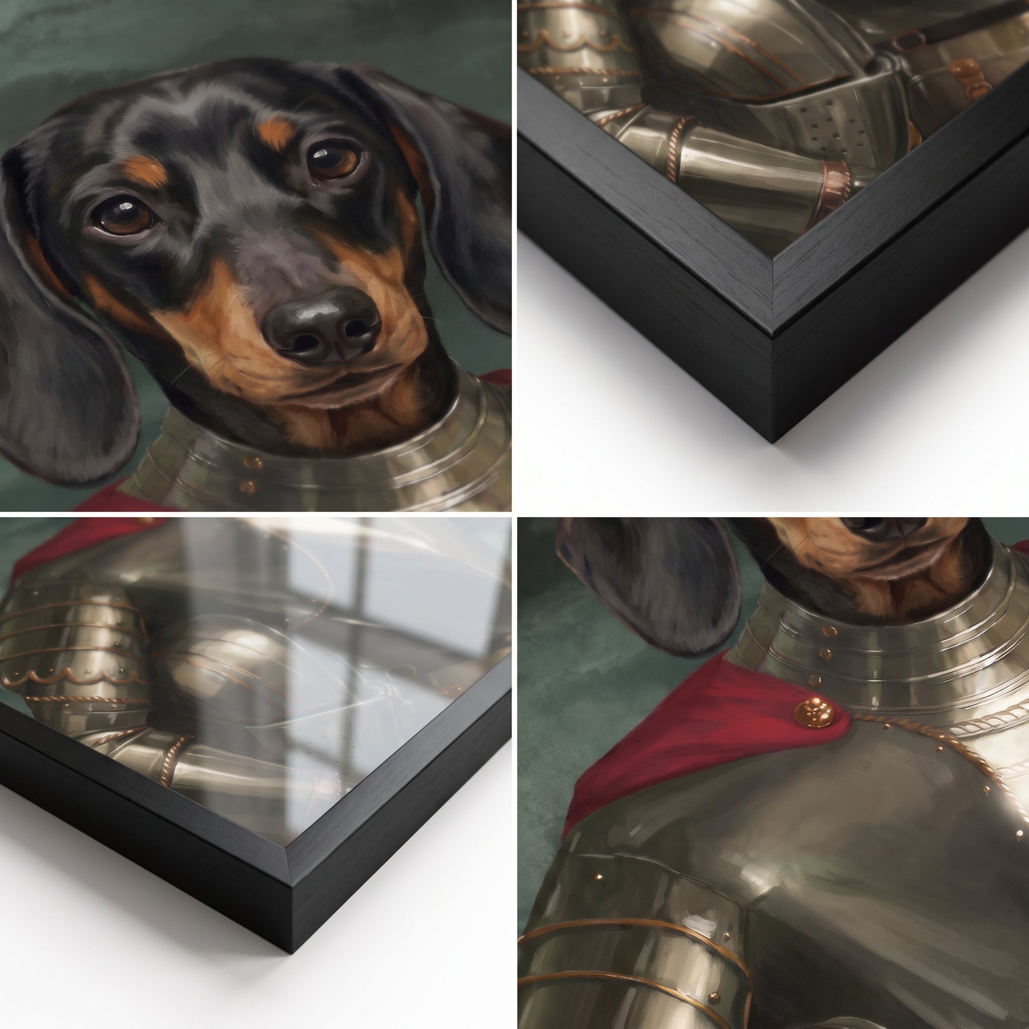 Close-up details of The Royal Knight custom pet poster