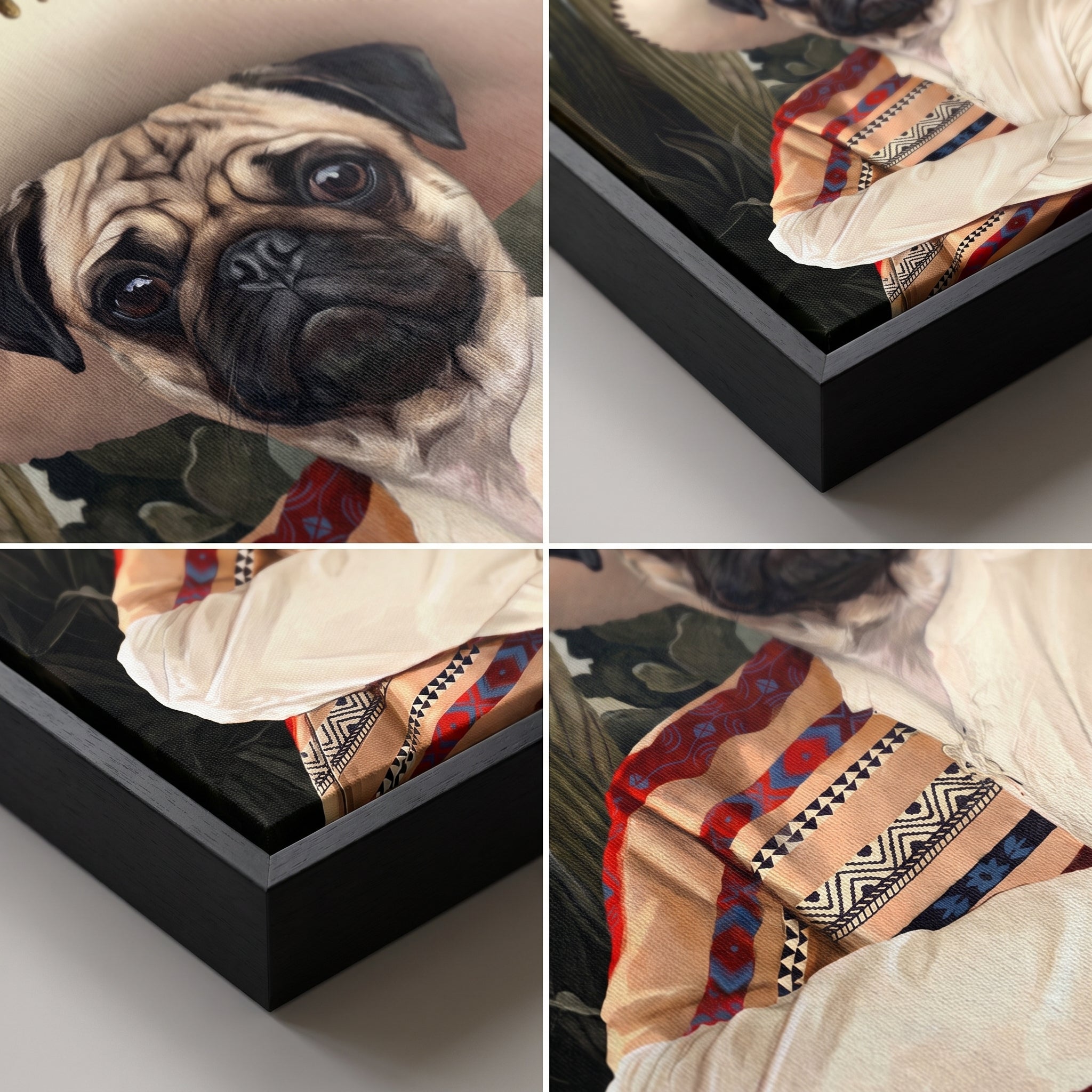 Close-up details of The Sombrero custom pet canvas