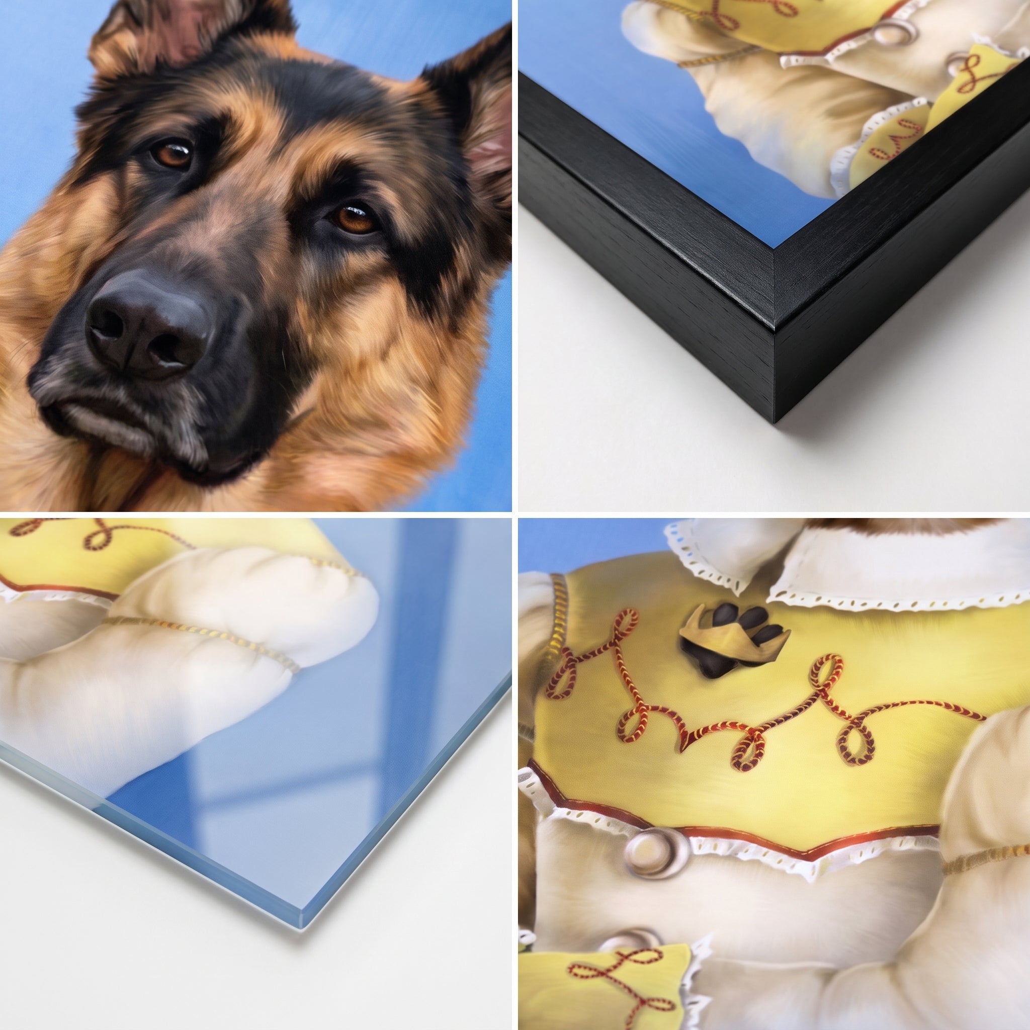 Close-up details of The Southern Belle custom pet poster