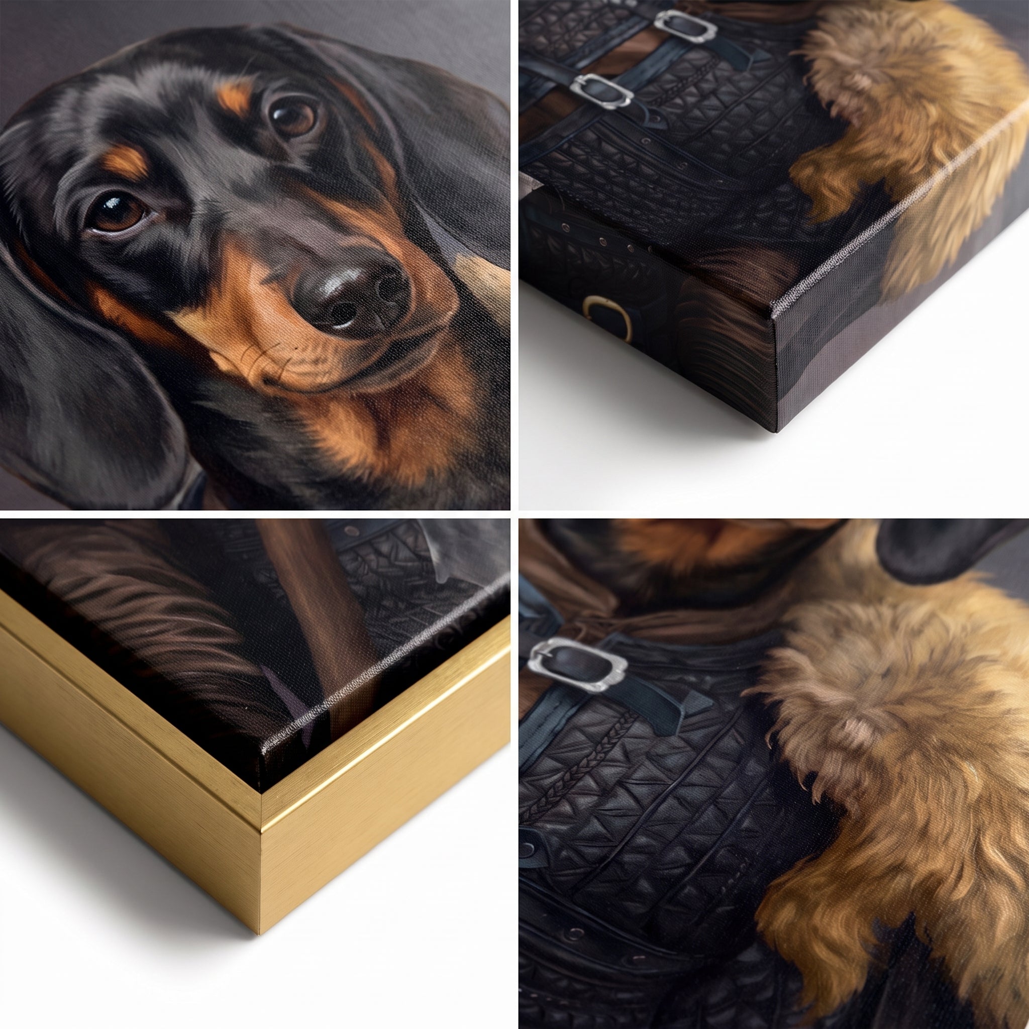 Close-up details of The Viking custom pet canvas
