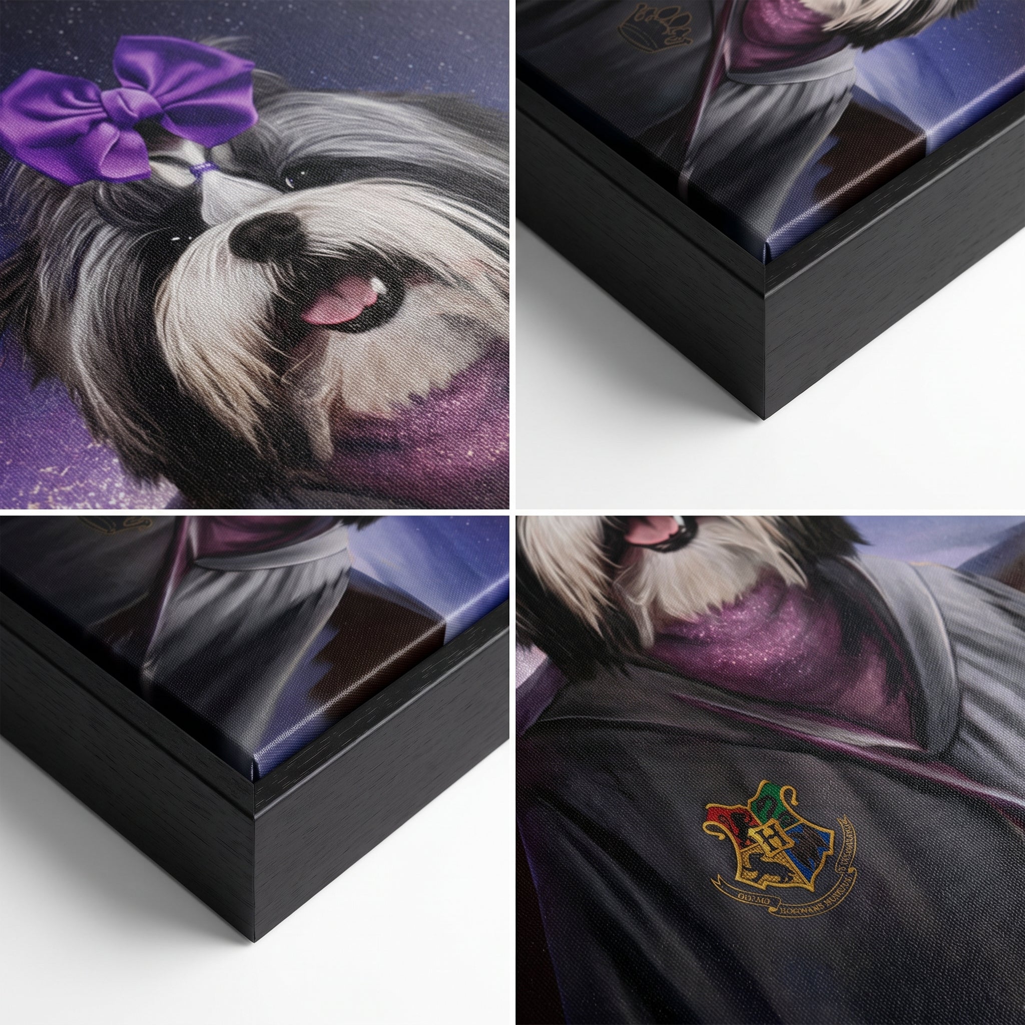 Close-up details of The Wizard custom pet canvas