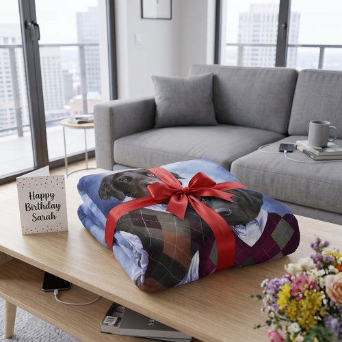 The Step Brothers custom pet blanket wrapped as a gift