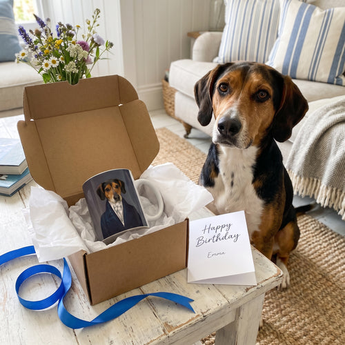 Beagle mix with The Aristocrat custom mug: gift