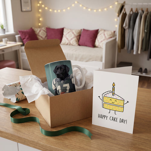 Black Labrador with The Football Player custom mug: gift