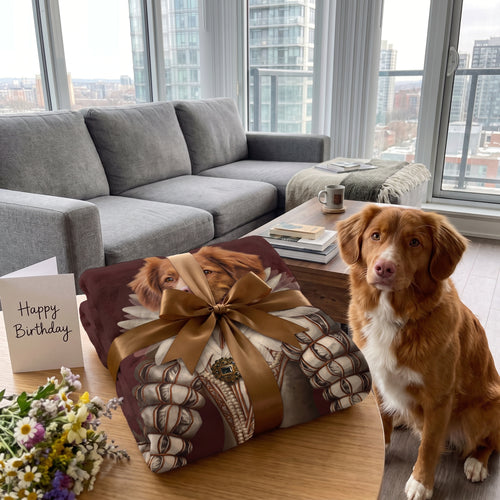 Nova Scotia duck tolling retriever with The Queen custom pet blanket: gift