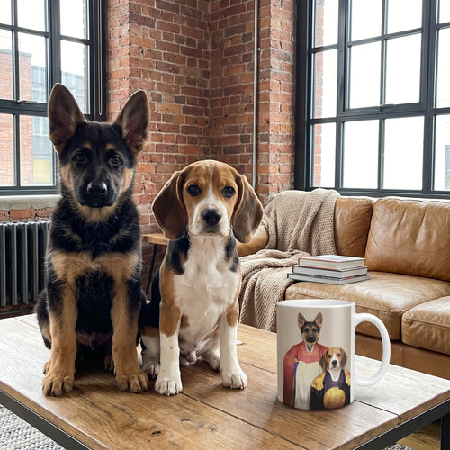 German shepherd and beagle with The Wise Pair custom mug: funny side-by-side