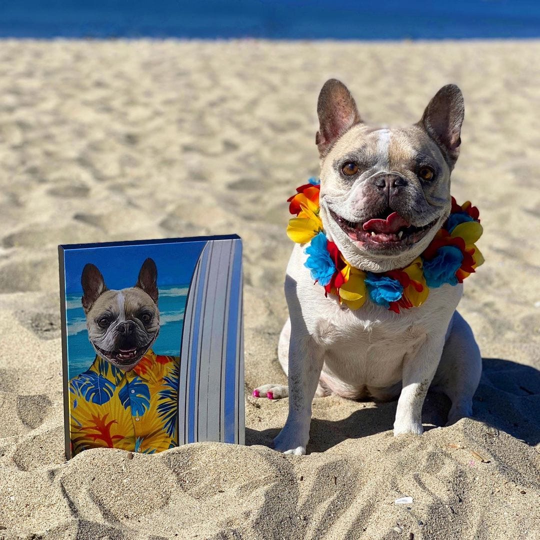 Crown and Paw - Canvas The Surfer - Custom Pet Canvas 12" x 18" / Yellow