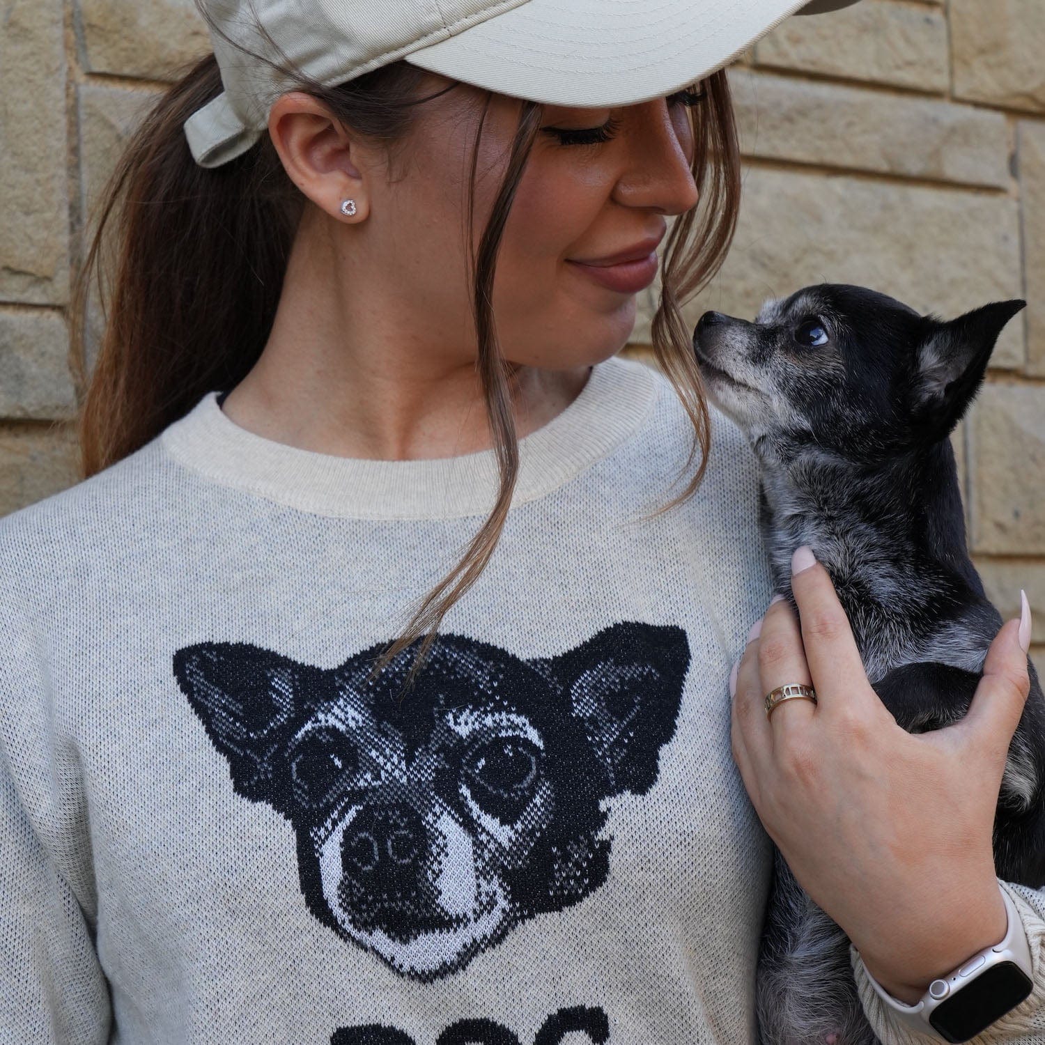 Crown and Paw - Knitwear Custom Knitted Dog Mom Text and Pet Face Sweater