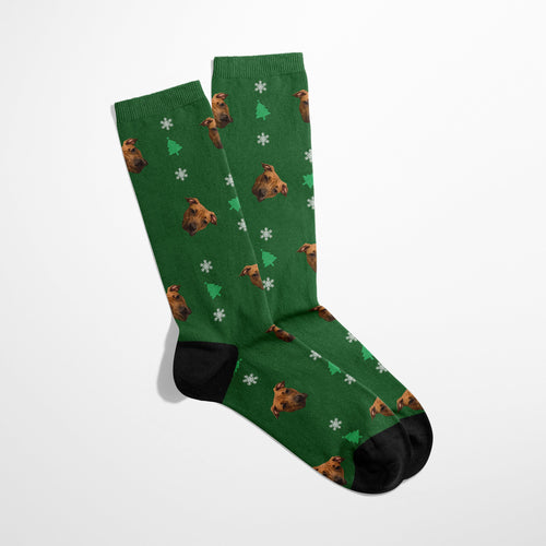 Crown and Paw - Custom Clothing Custom Christmas Pet Face Socks Green / Christmas Tree / S-M